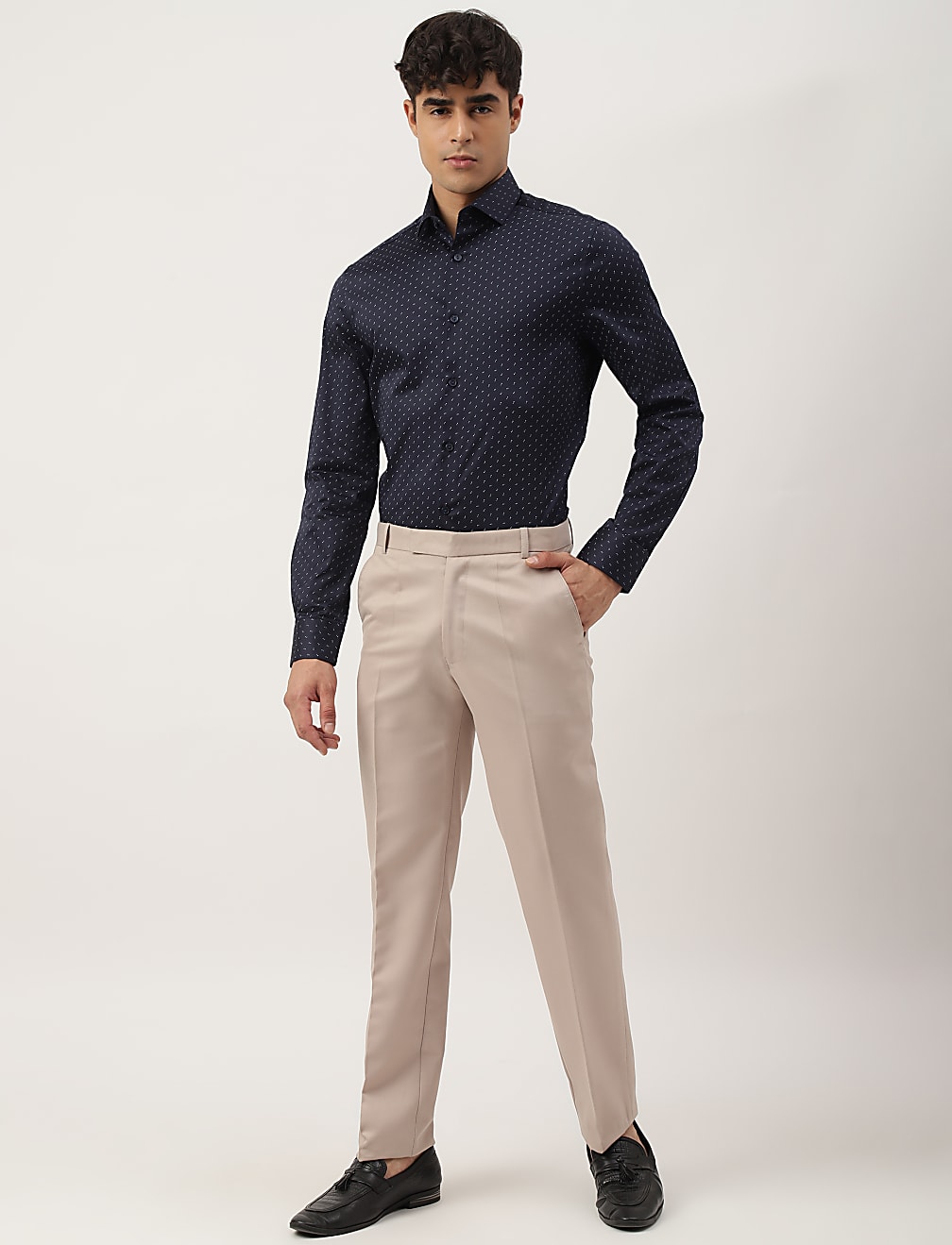 Premium Geometric Print Sateen Slim Fit Shirt