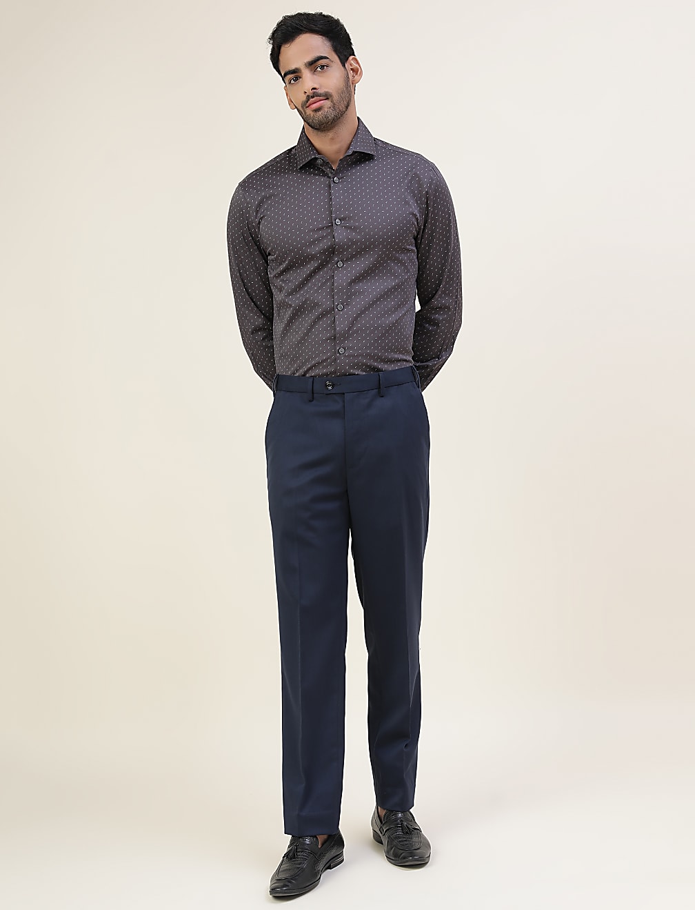 Premium Geometric Print Sateen Slim Fit Shirt
