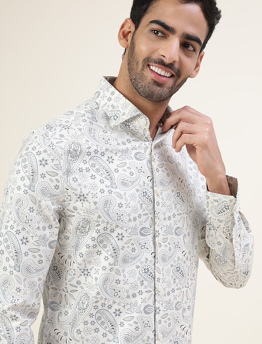 Premium Texture Tonal Floral Slim Fit Shirt