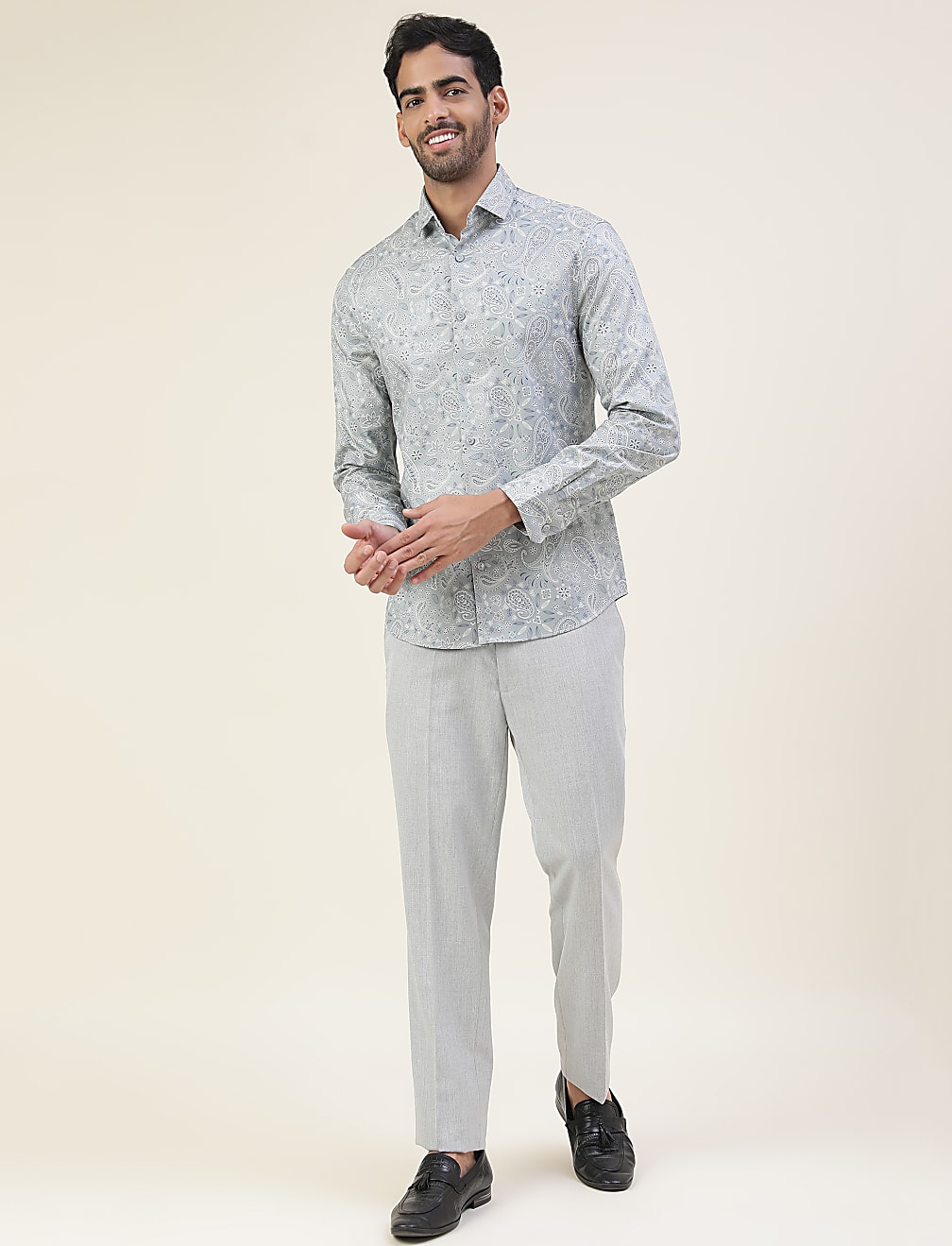 Premium Texture Tonal Floral Slim Fit Shirt
