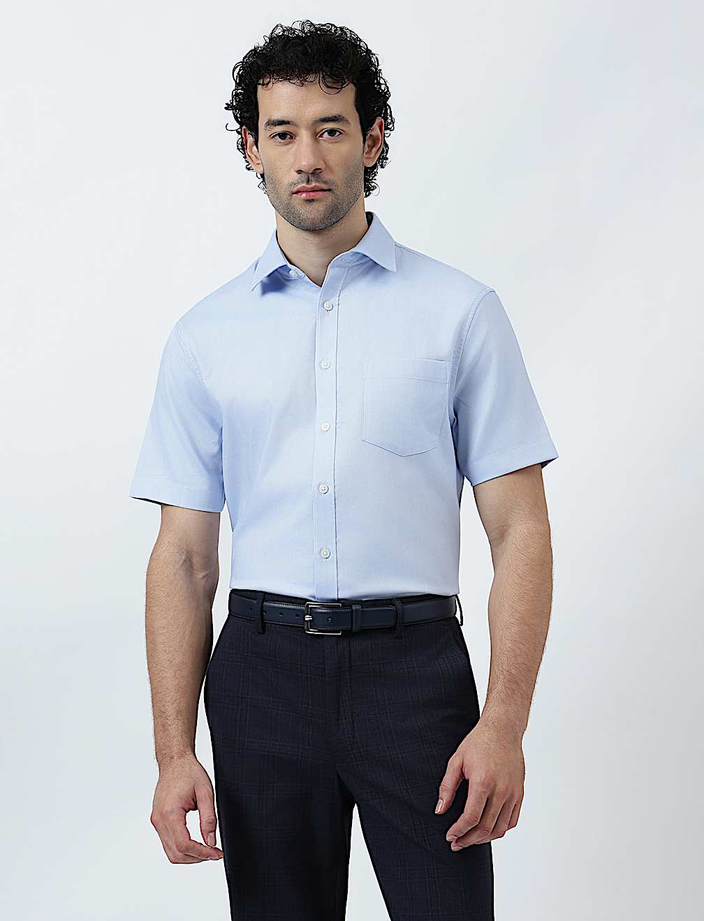 Pure Cotton Textured Short Sleeve Shirt