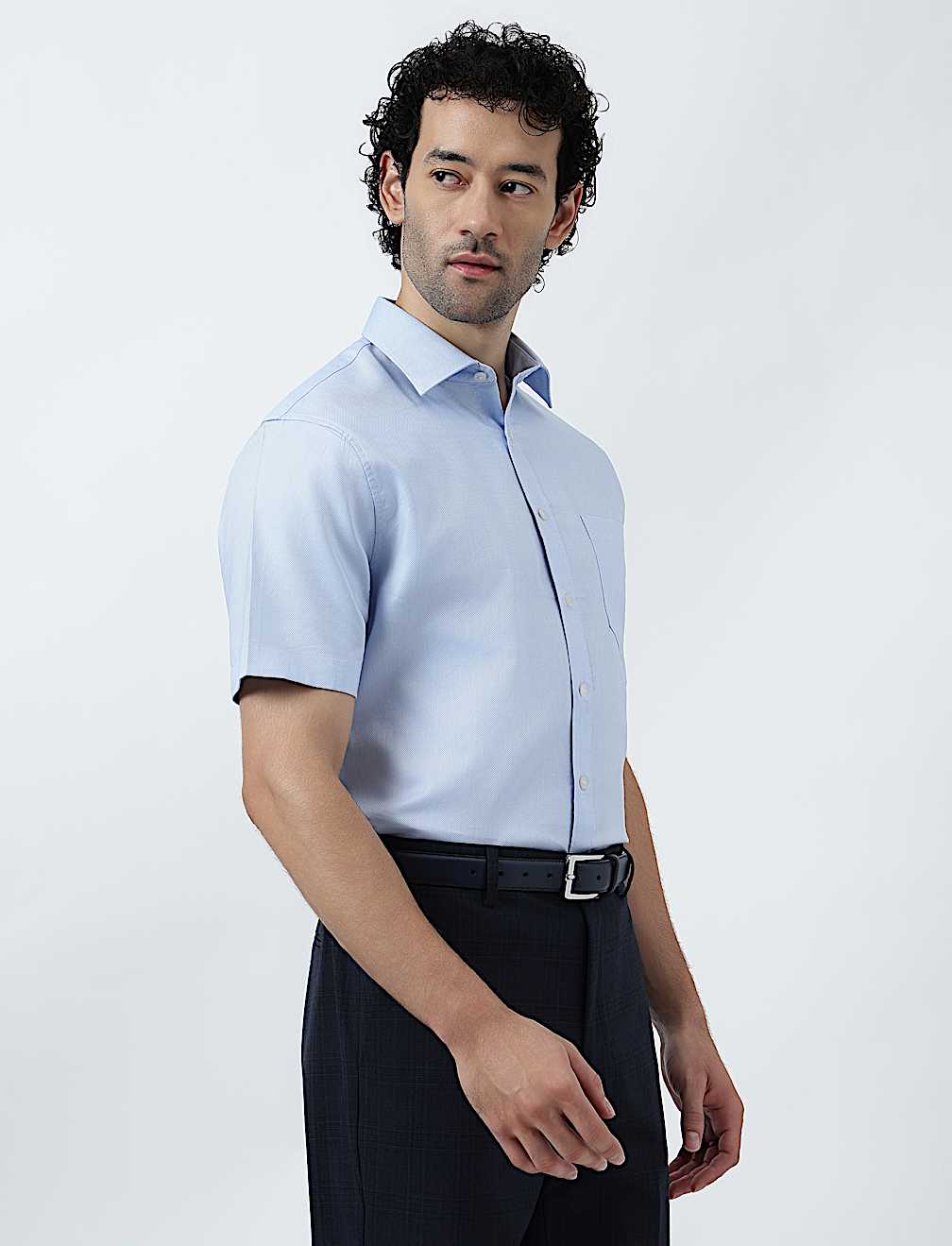 Pure Cotton Textured Short Sleeve Shirt