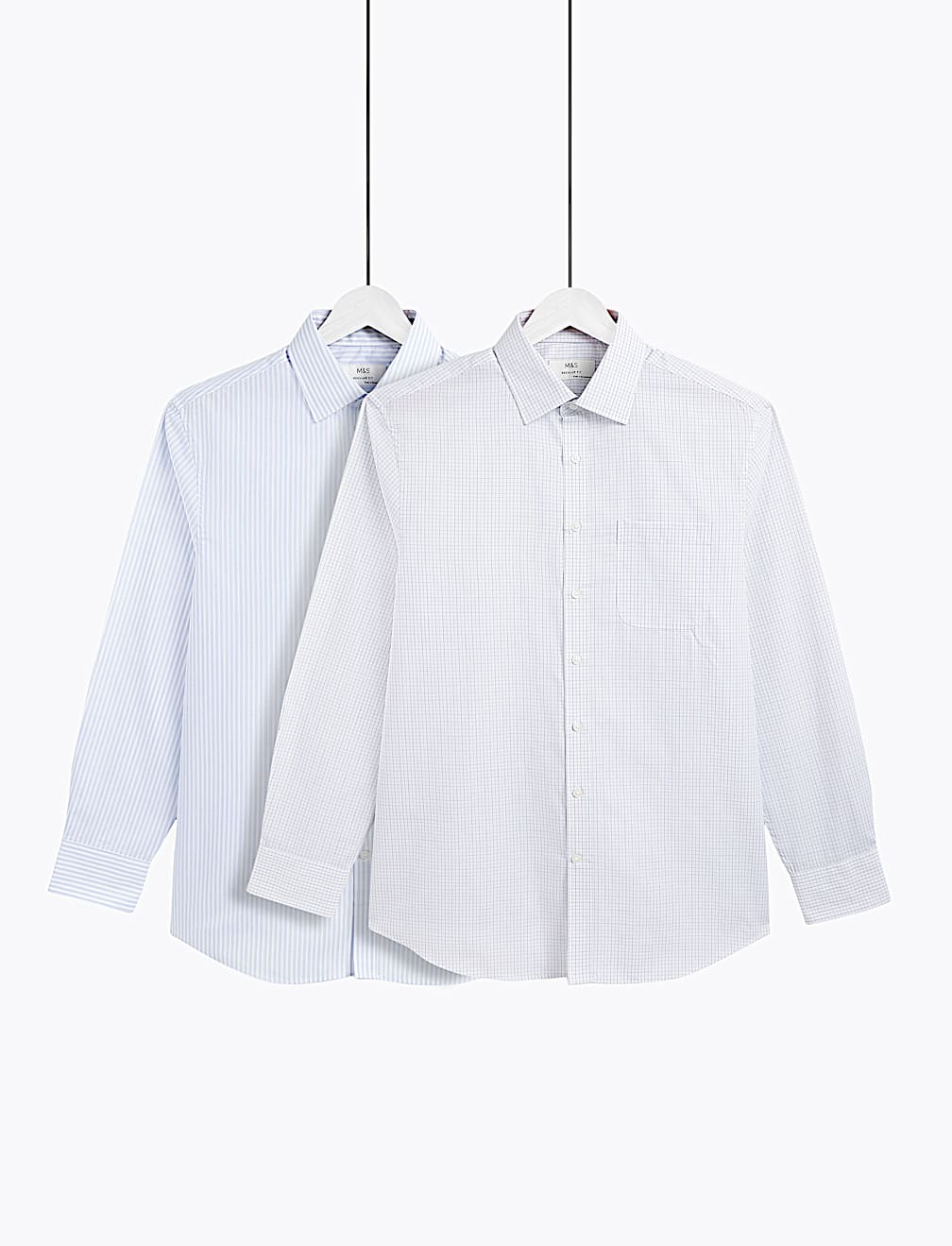 2 Pack Regular Fit Classic Collar Shirts