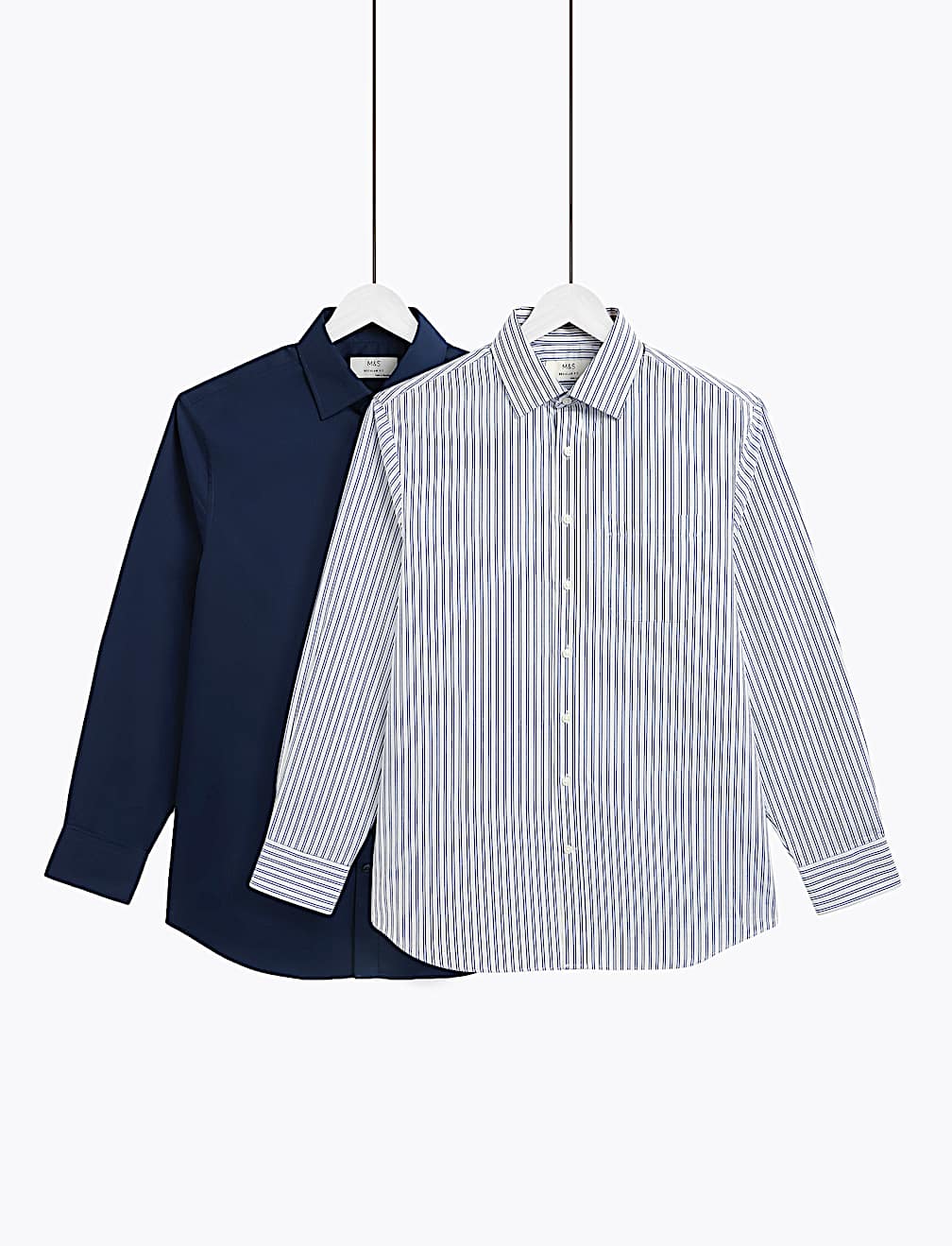 2 Pack Regular Fit Classic Collar Striped Shirts