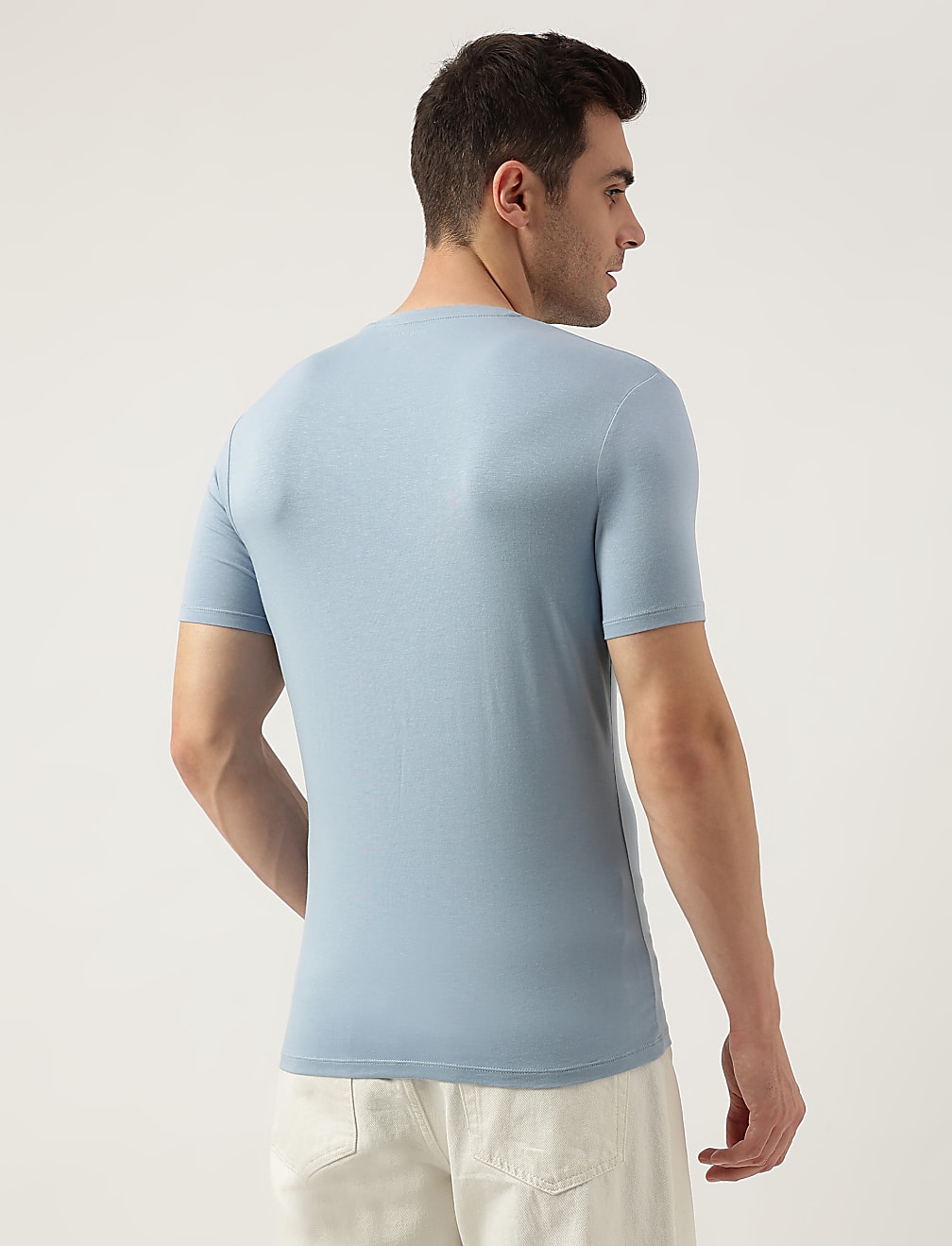 Cotton Blend Round Neck Solid T-Shirt