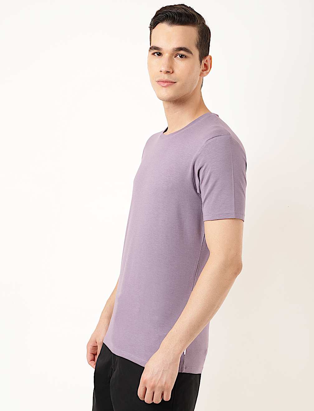Cotton Blend Round Neck Solid T-Shirt
