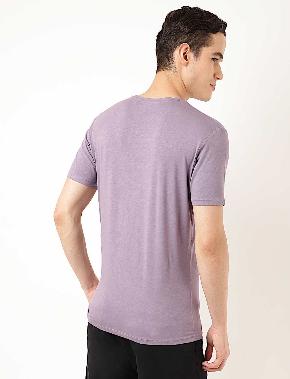 Cotton Blend Round Neck Solid T-Shirt