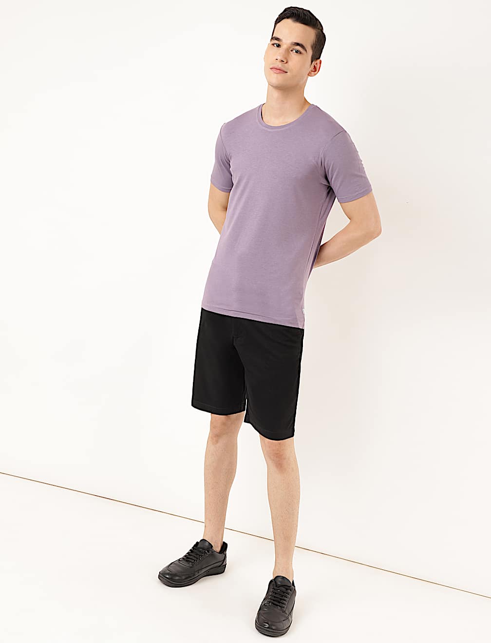 Cotton Blend Round Neck Solid T-Shirt