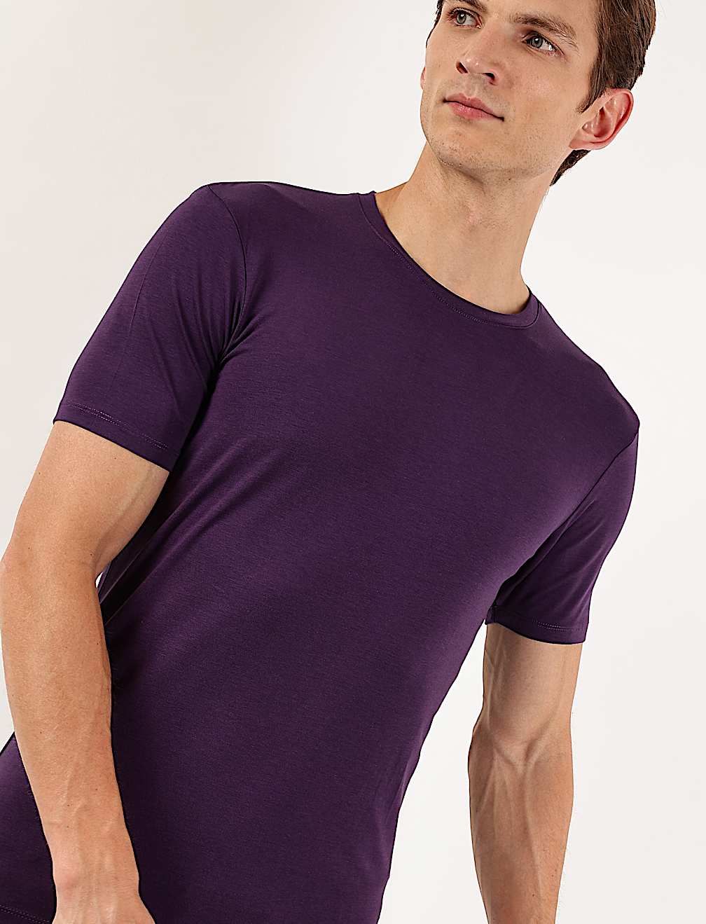 Cotton Blend Round Neck Solid T-Shirt