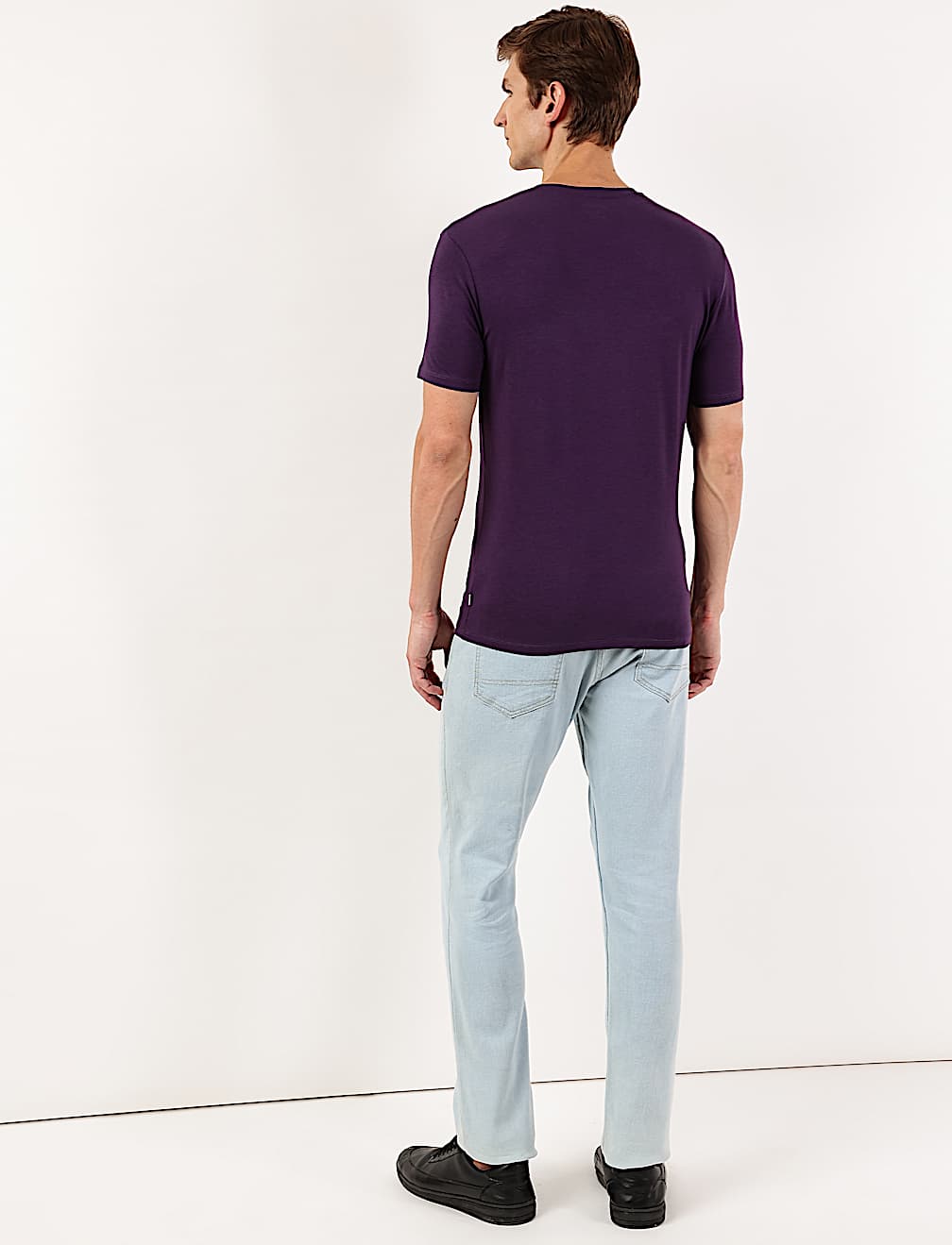 Cotton Blend Round Neck Solid T-Shirt