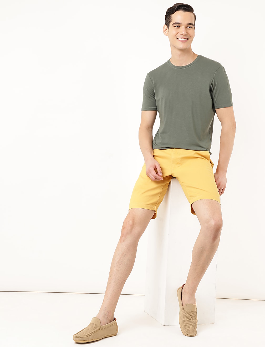 Cotton Blend Round Neck Solid T-Shirt