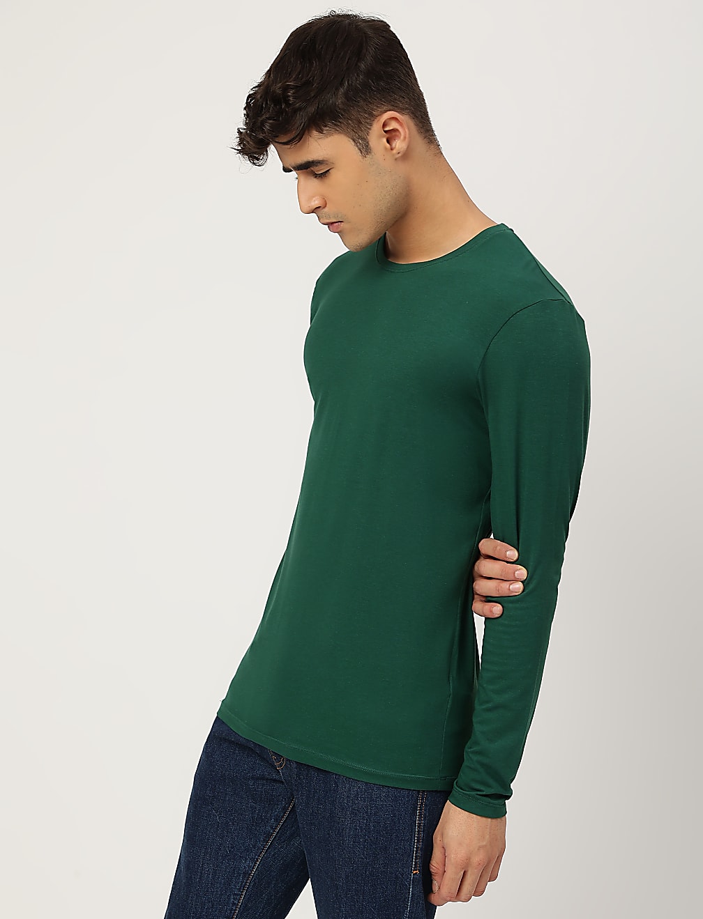Modal Mix Plain Crew Neck T-shirt