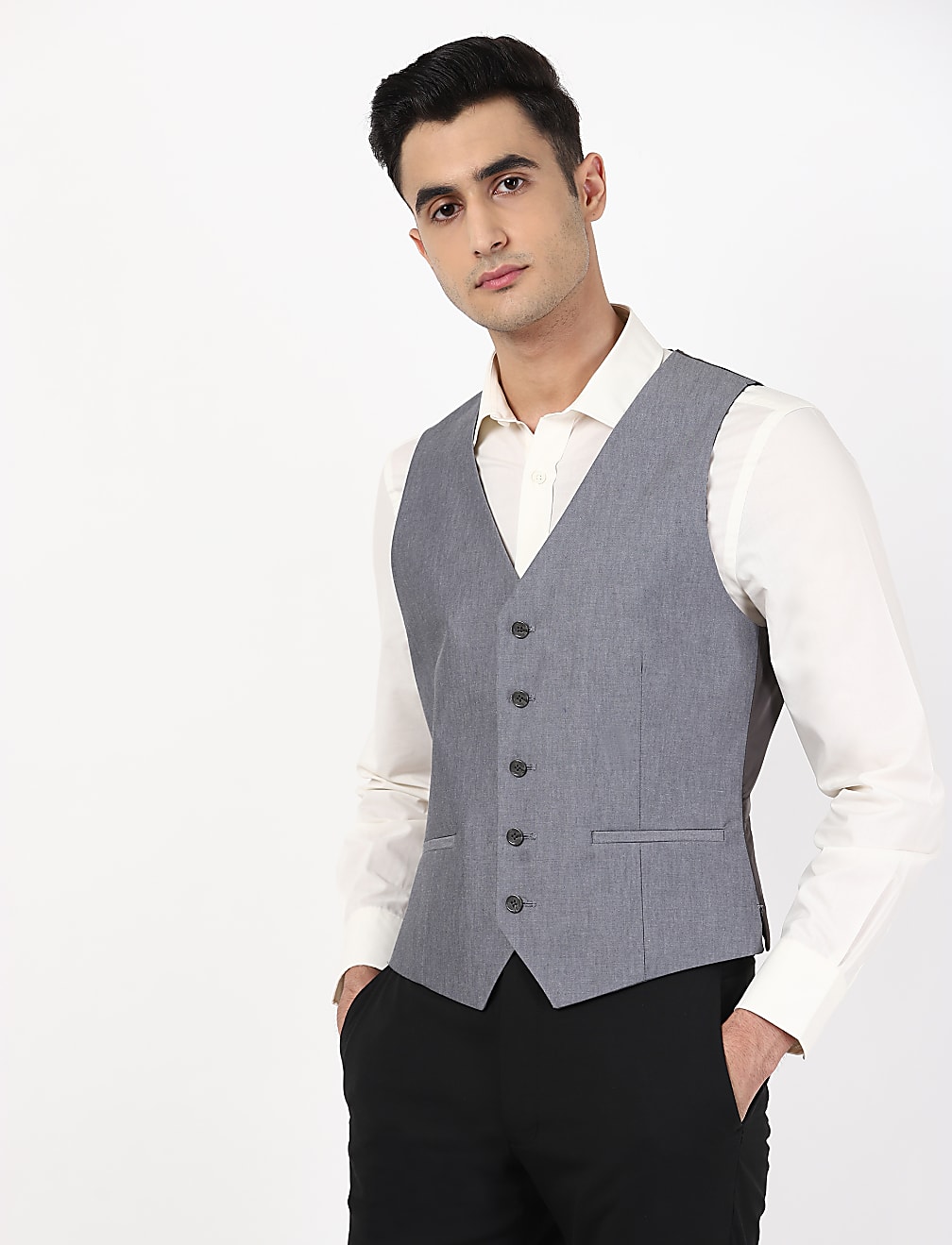 Buy Pure Cotton Solid V Neck Waist Coat at Marks Spencer