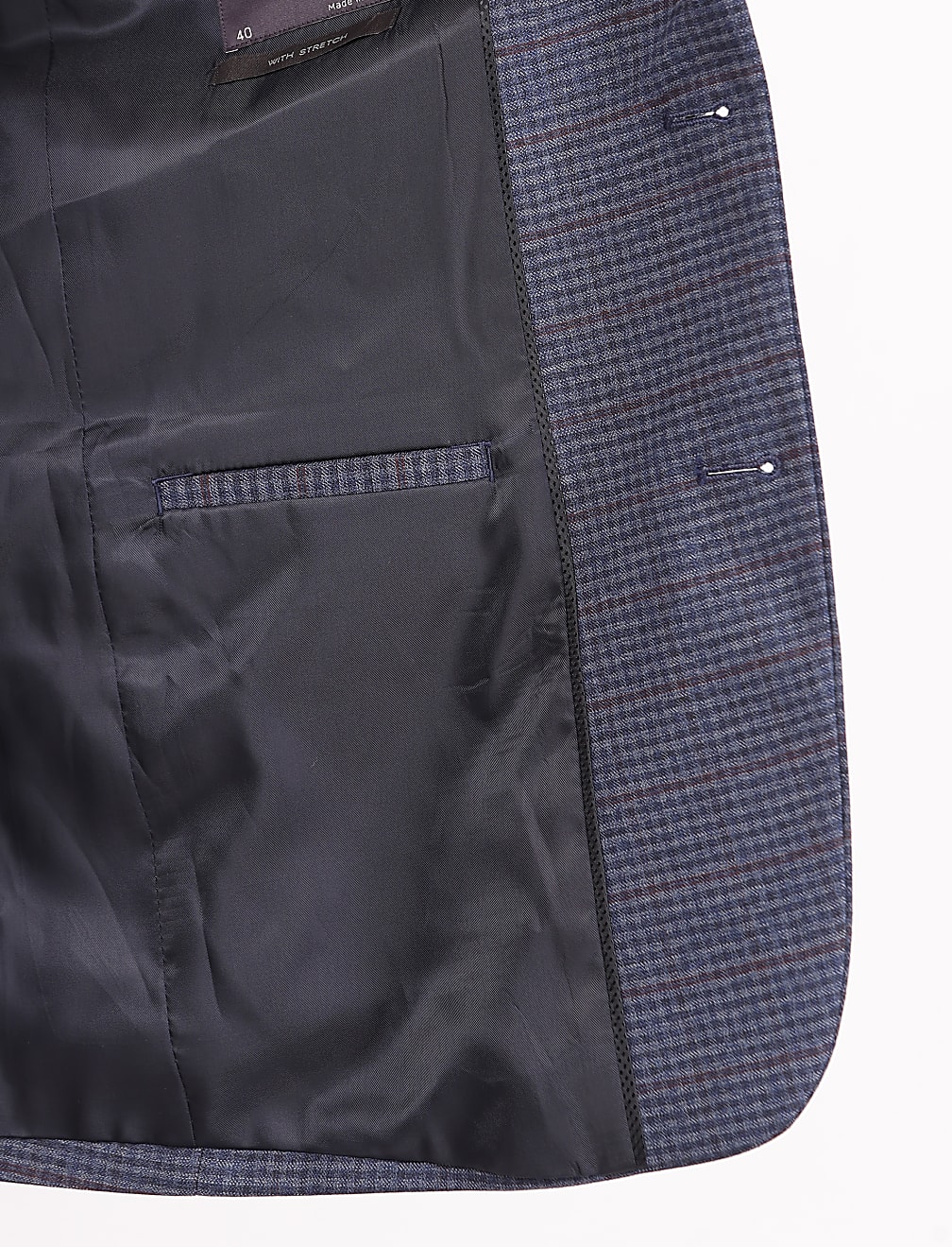 Checked Lapel Collar Blazer