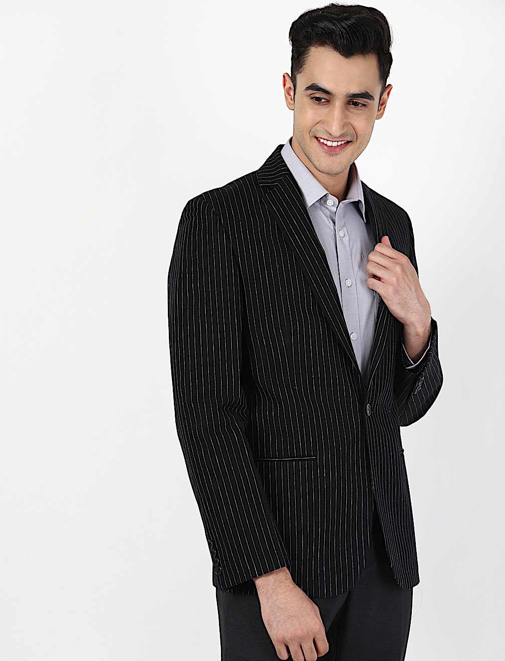 Regular Fit Linen Rich Striped Suit Jacket