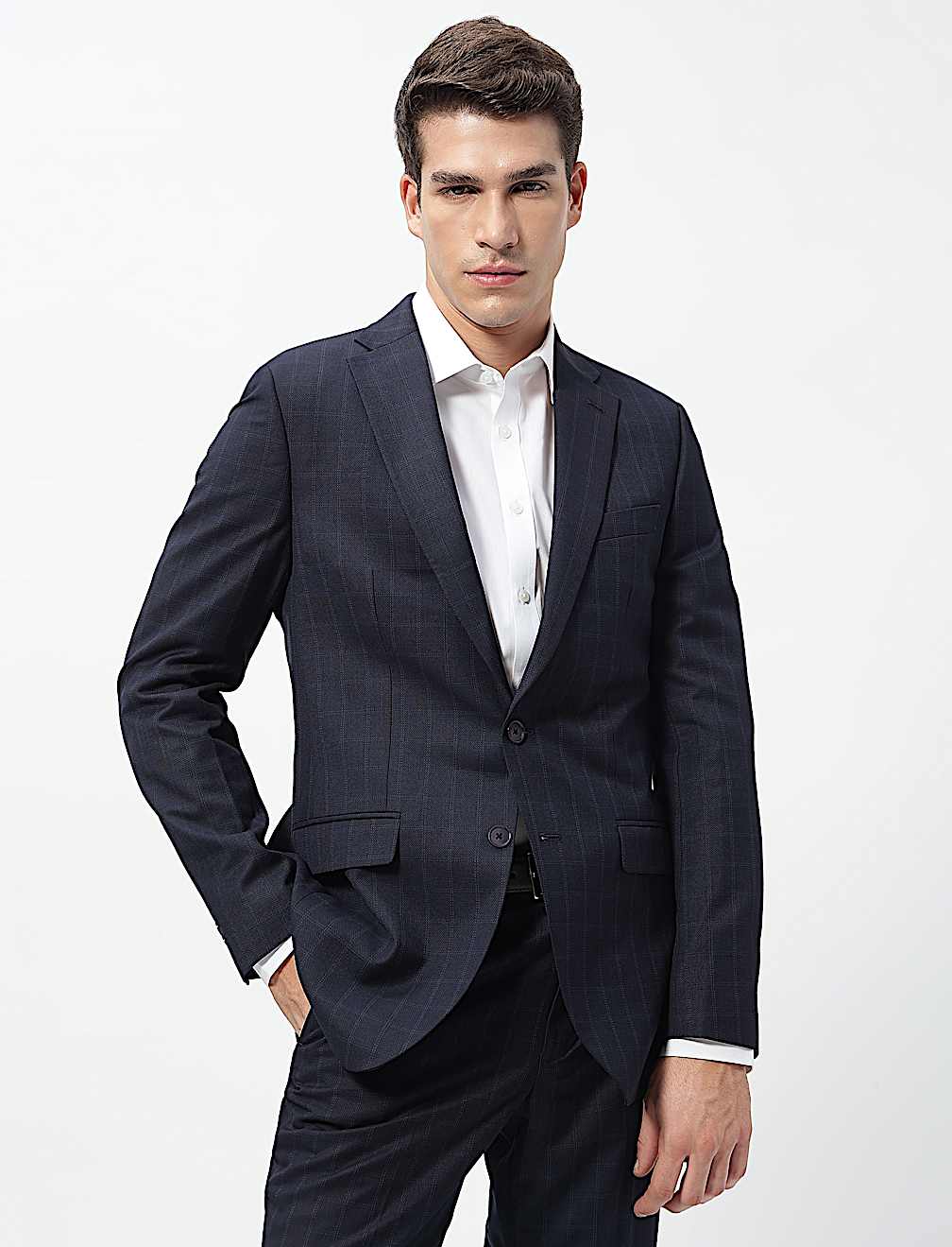 Checked Slim Fit Single-Breasted Blazer