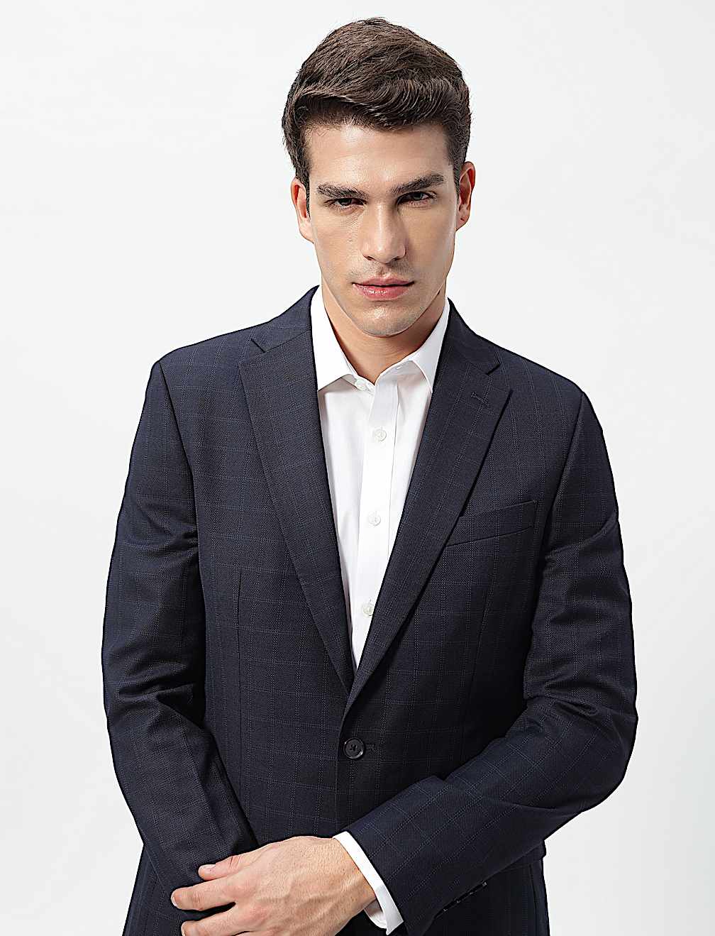 Checked Slim Fit Single-Breasted Blazer