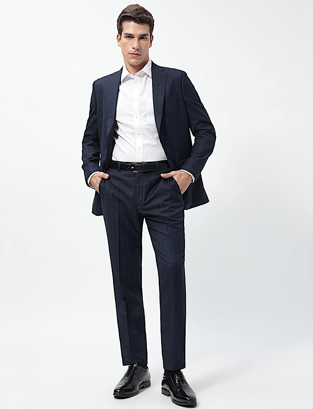 Slim Fit Checks Mid Rise Trousers