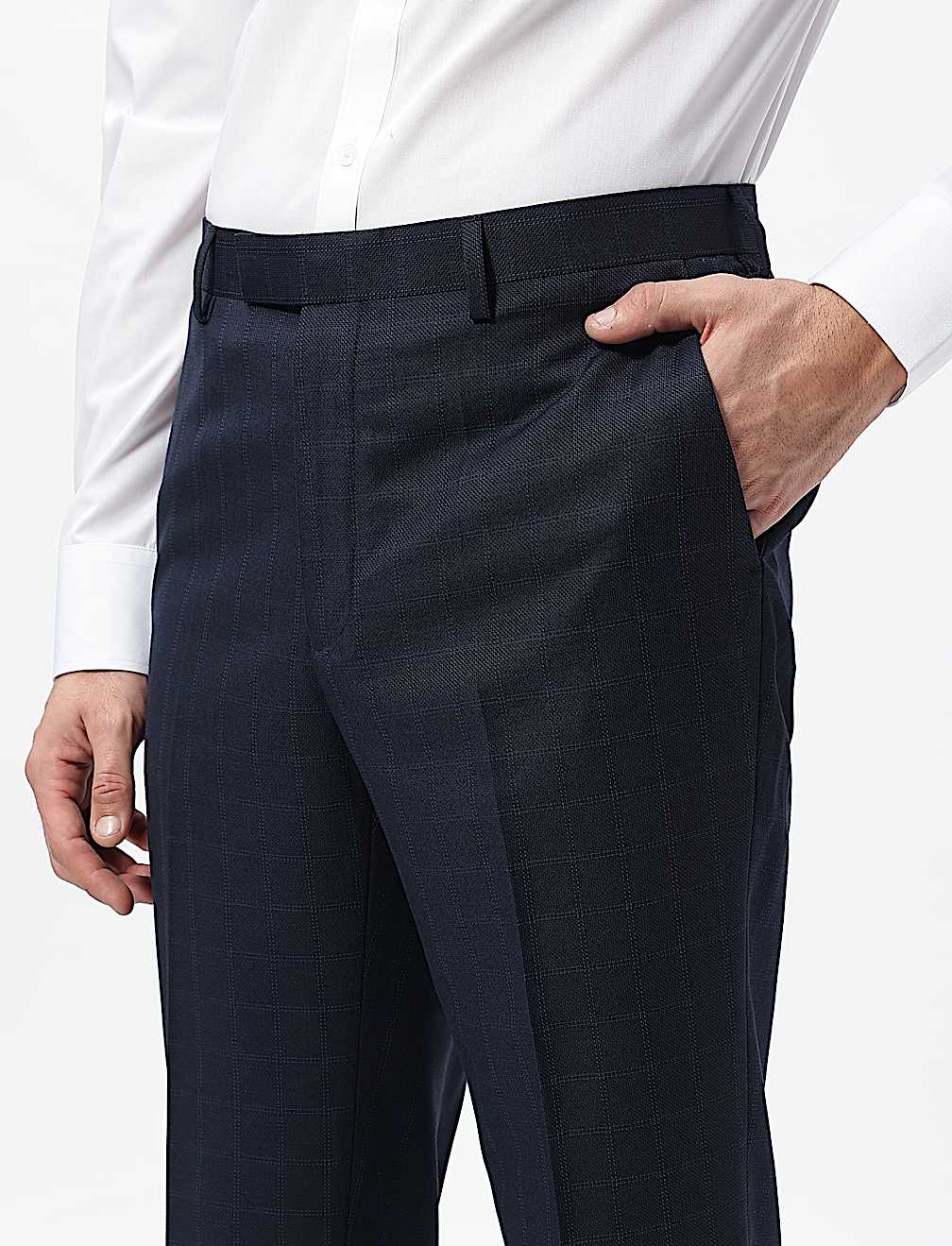 Slim Fit Checks Mid Rise Trousers