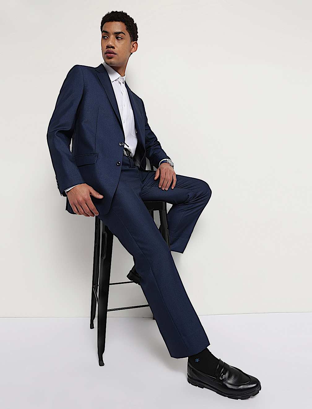 Mid Rise Textured Trousers
