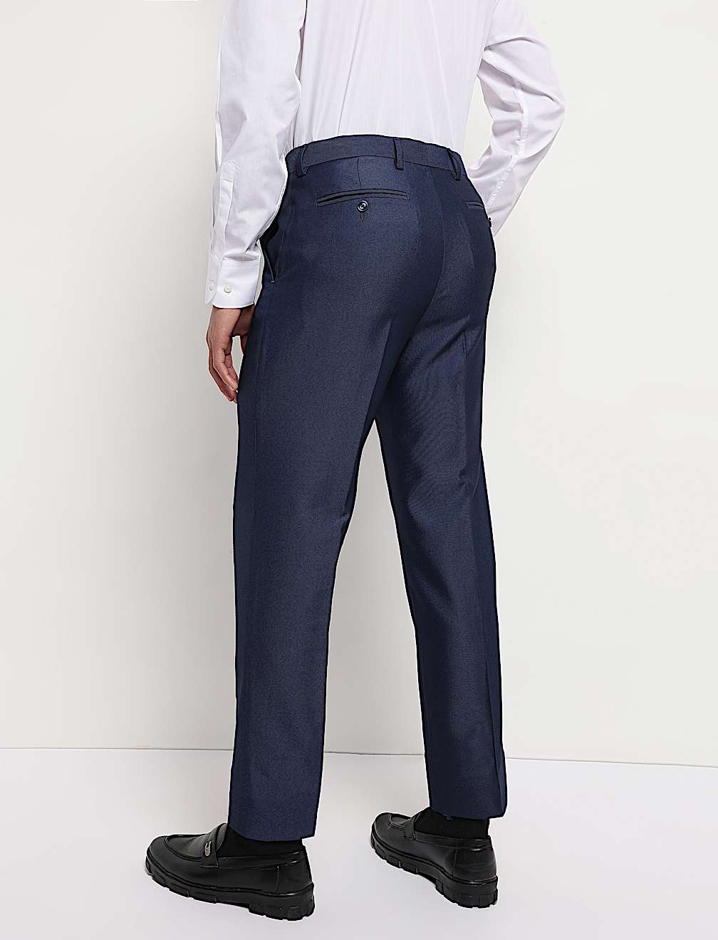 Mid Rise Textured Trousers