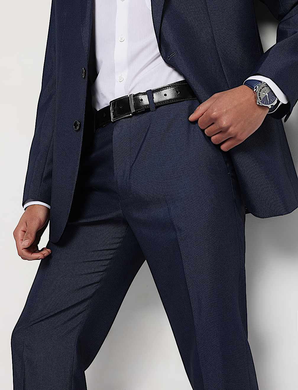 Mid Rise Textured Trousers