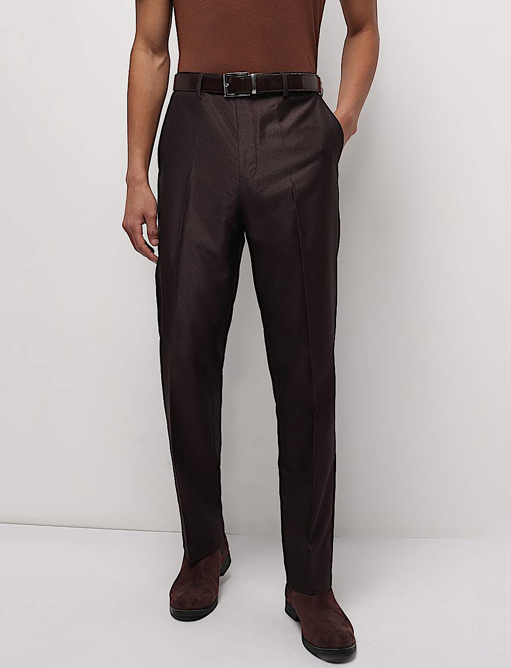 Textured Tailored Fit Trousers