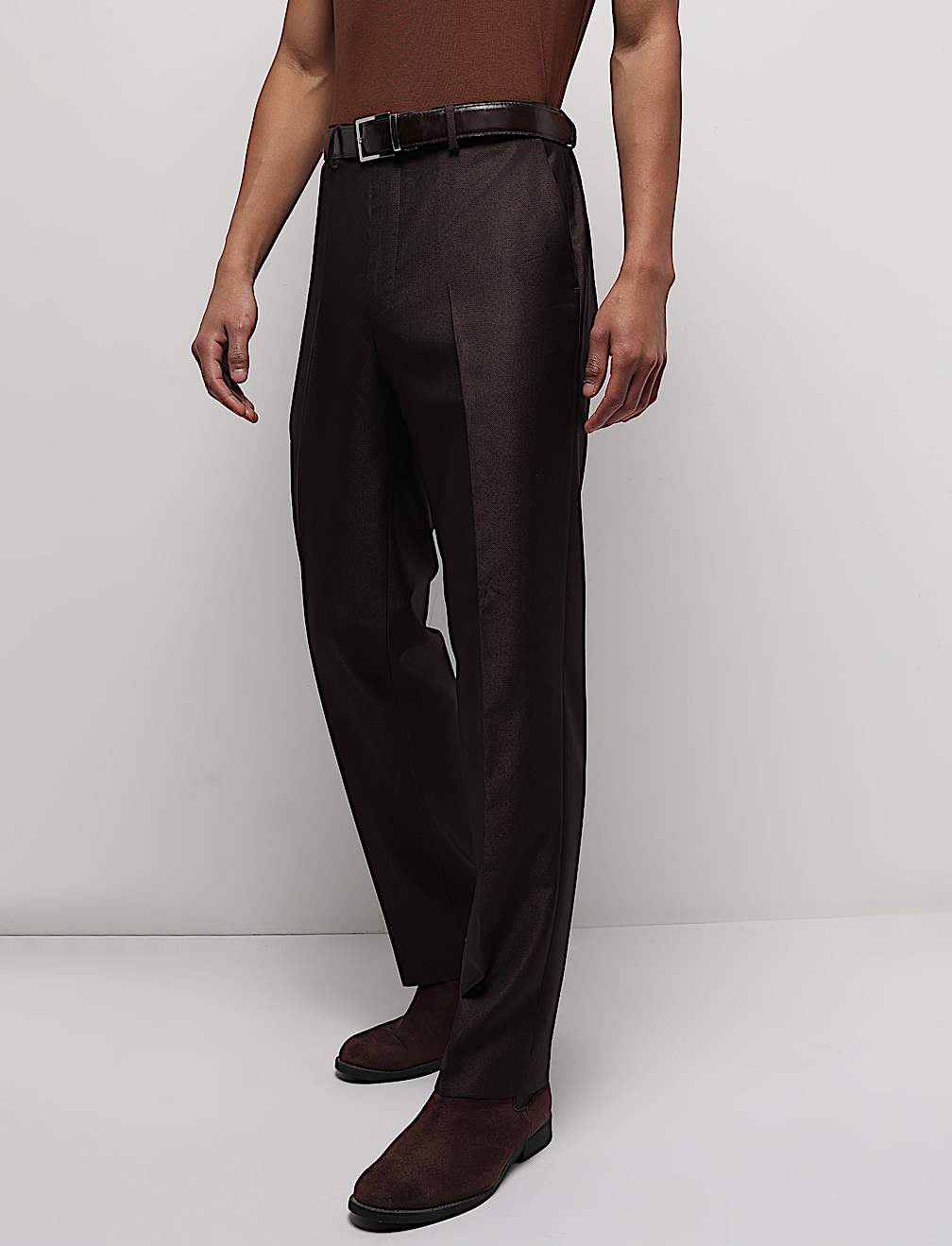 Textured Tailored Fit Trousers