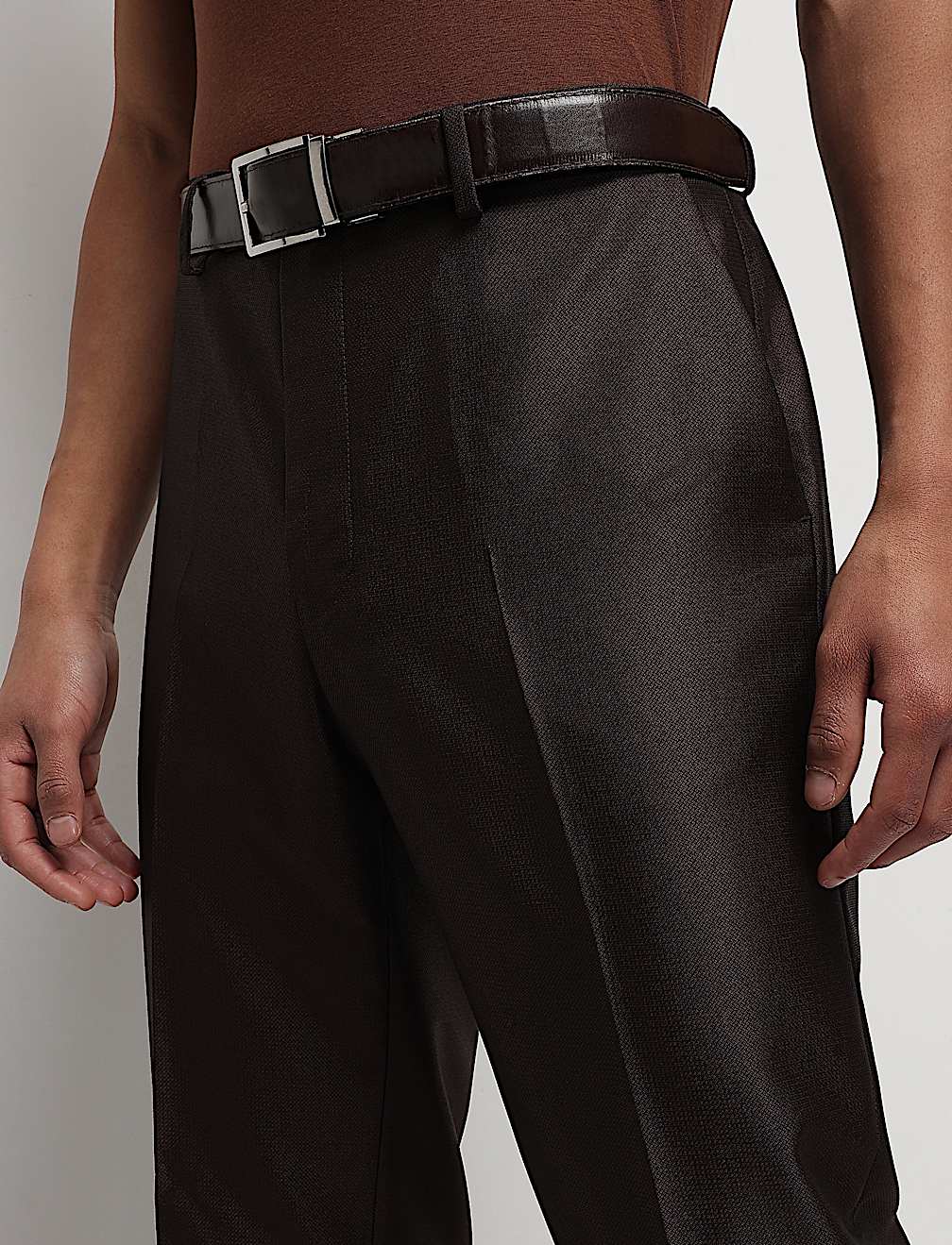 Textured Tailored Fit Trousers