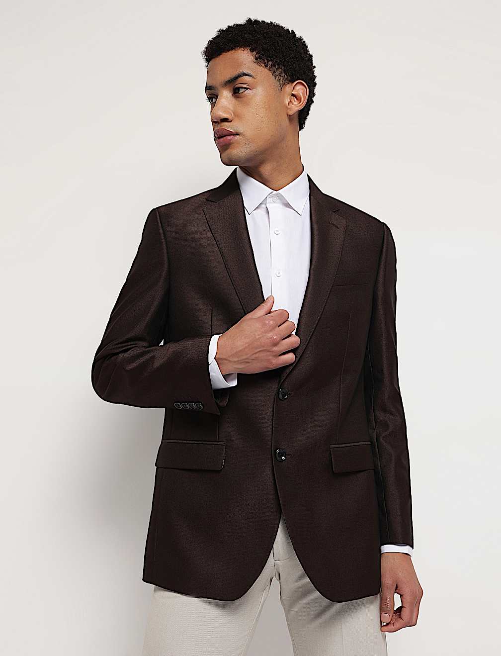 Textured Single-Breasted Blazer