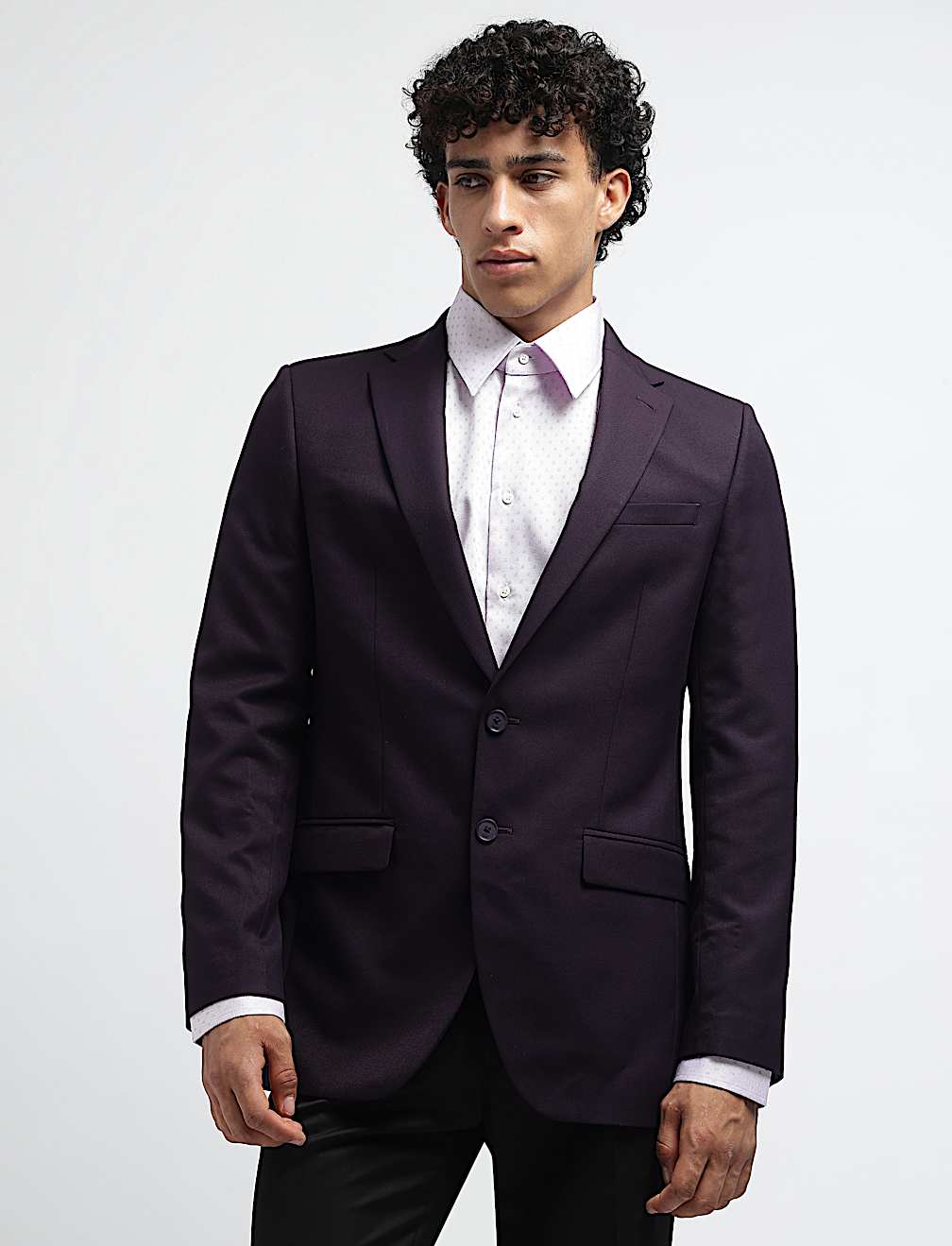 Textured Slim Fit Single-Breasted Blazer