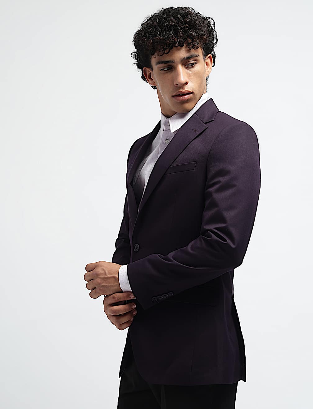 Textured Single-Breasted Blazer