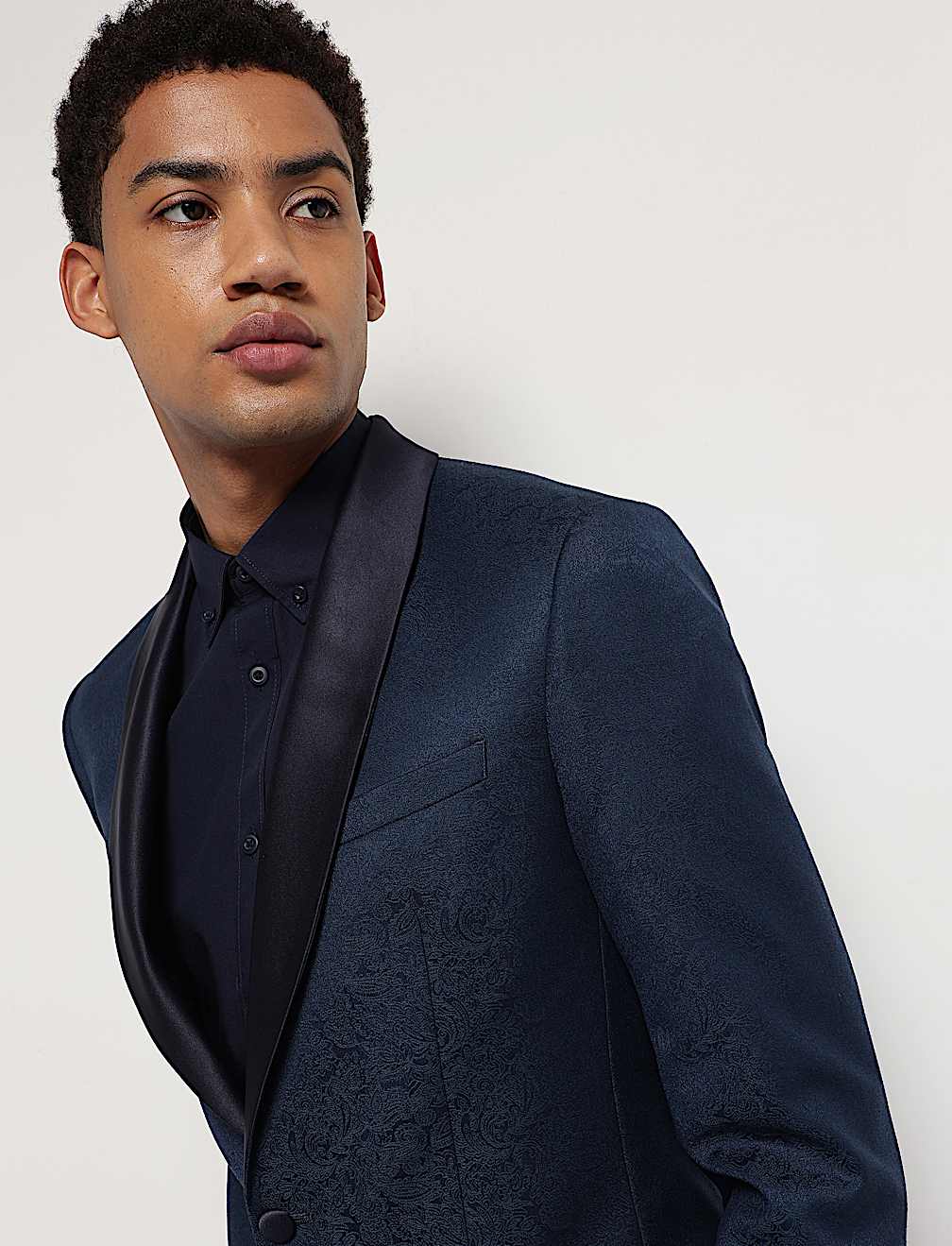 Slim Fit Jacquard Single-Breasted Blazer