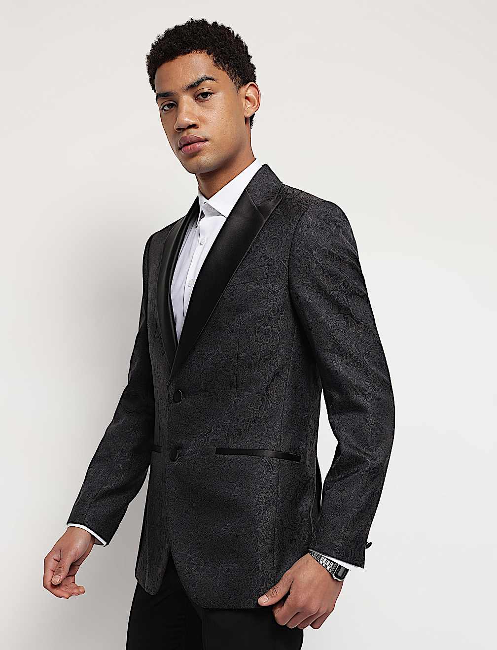 Slim Fit Jacquard Single-Breasted Blazer