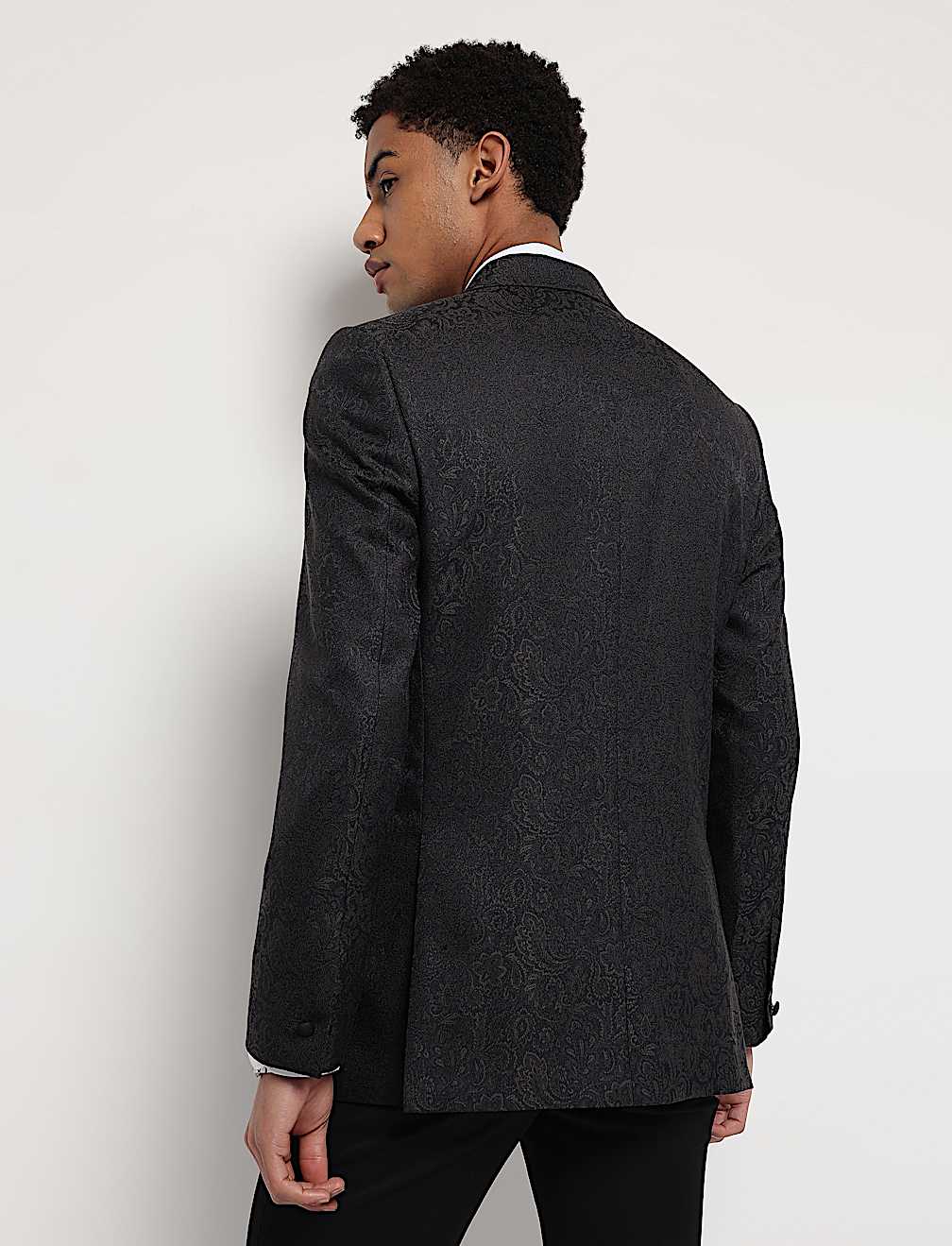 Slim Fit Jacquard Single-Breasted Blazer