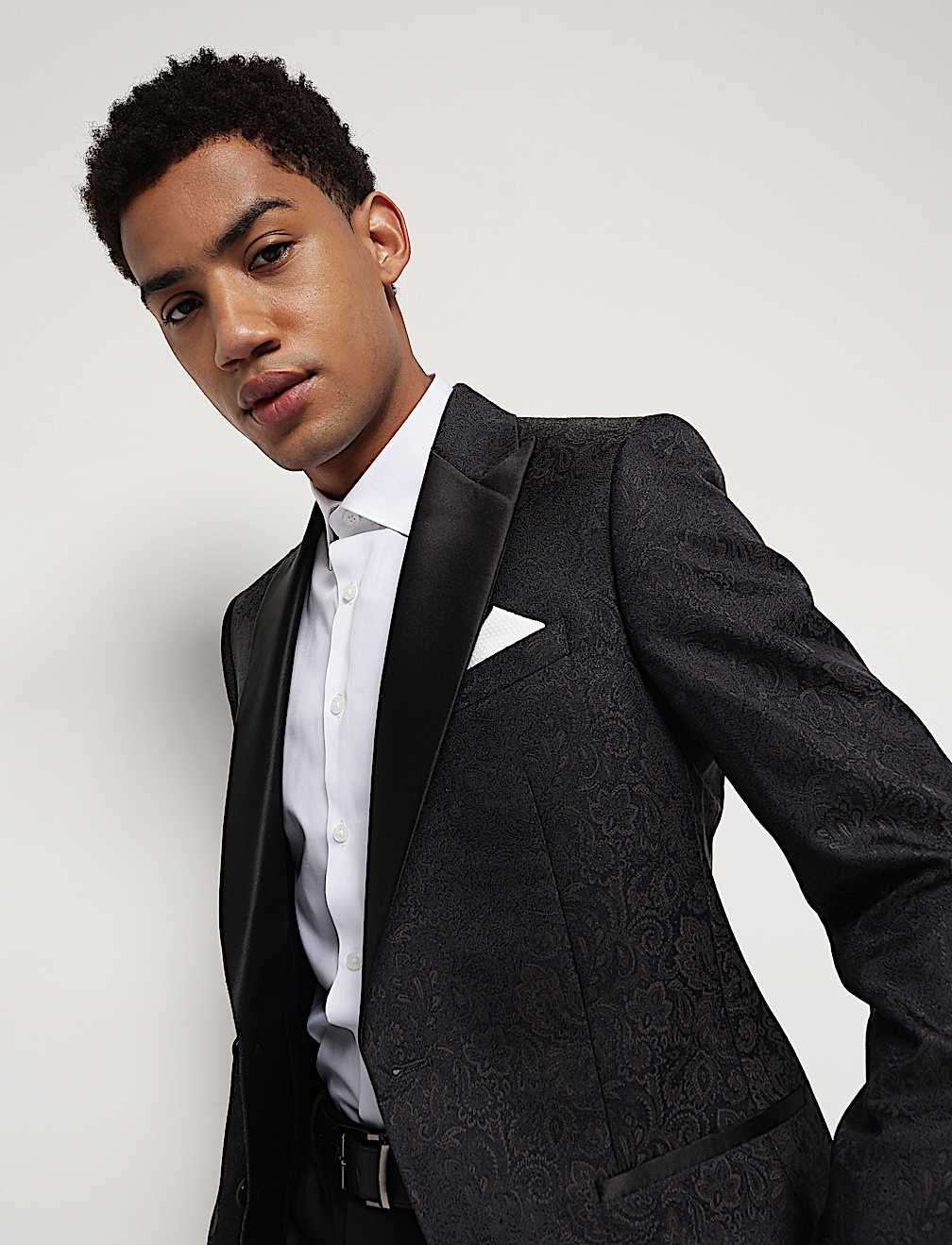Slim Fit Jacquard Single-Breasted Blazer
