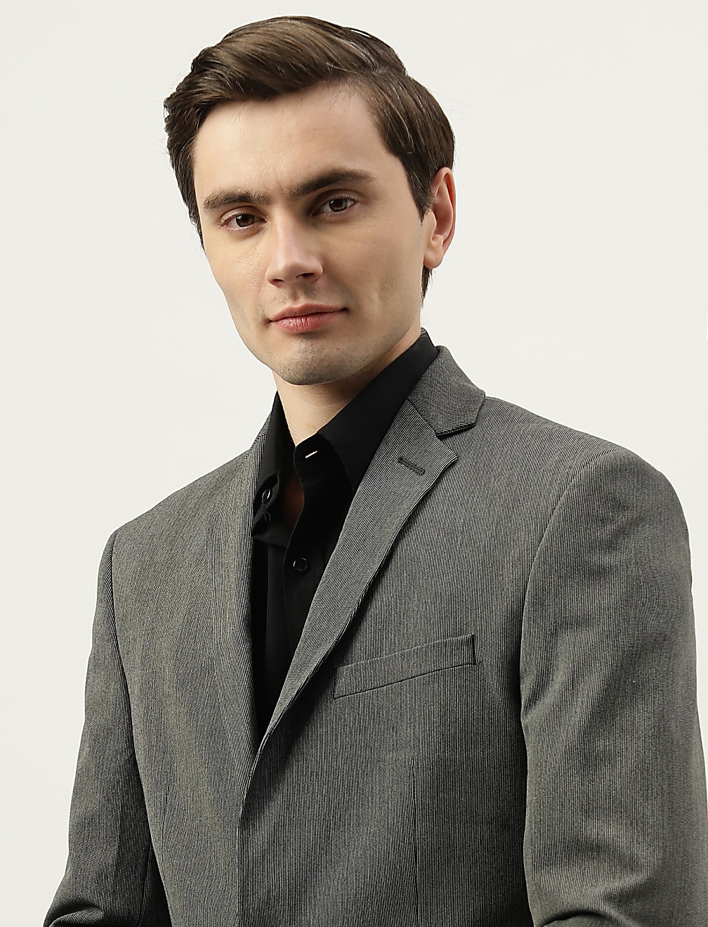 Slim Fit Plain Notched Lapel Collar Blazer