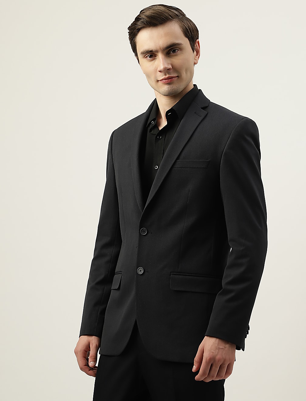 Slim Fit Plain Notched Lapel Collar Blazer