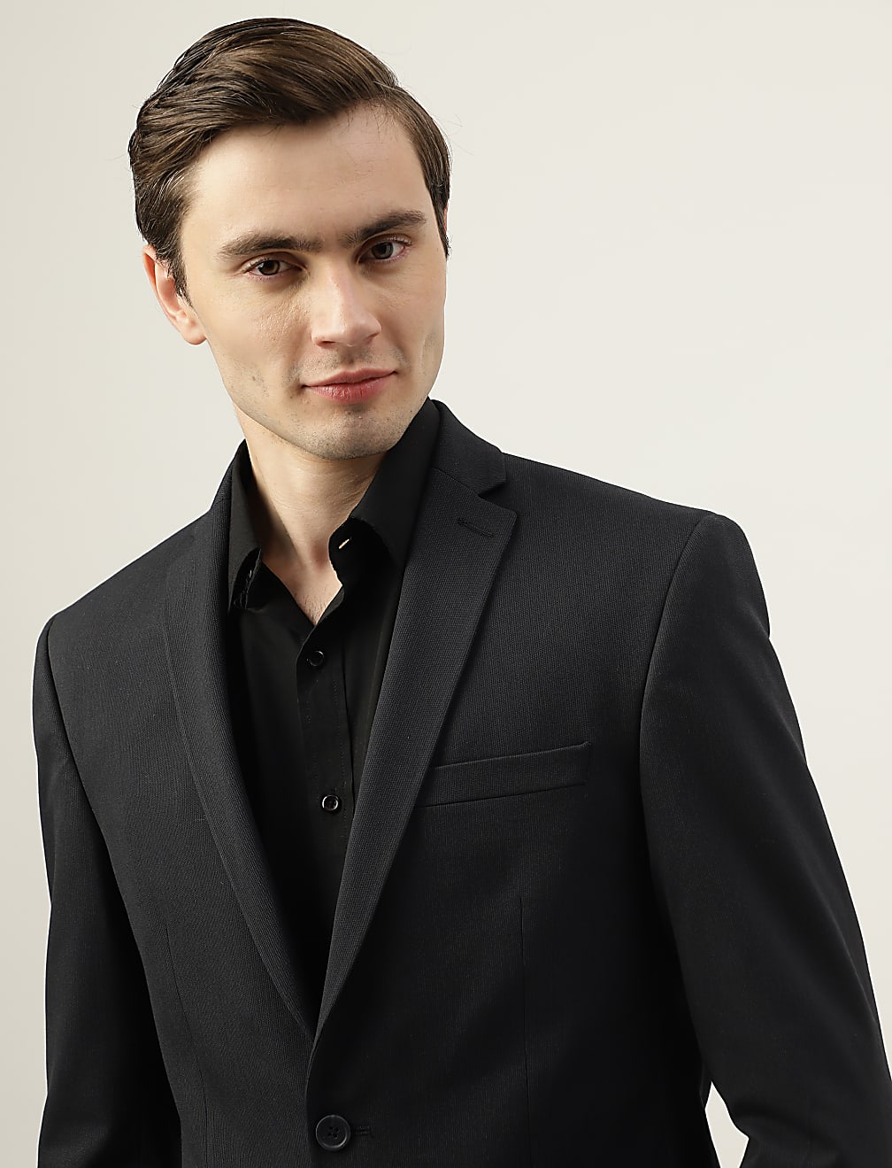 Slim Fit Plain Notched Lapel Collar Blazer