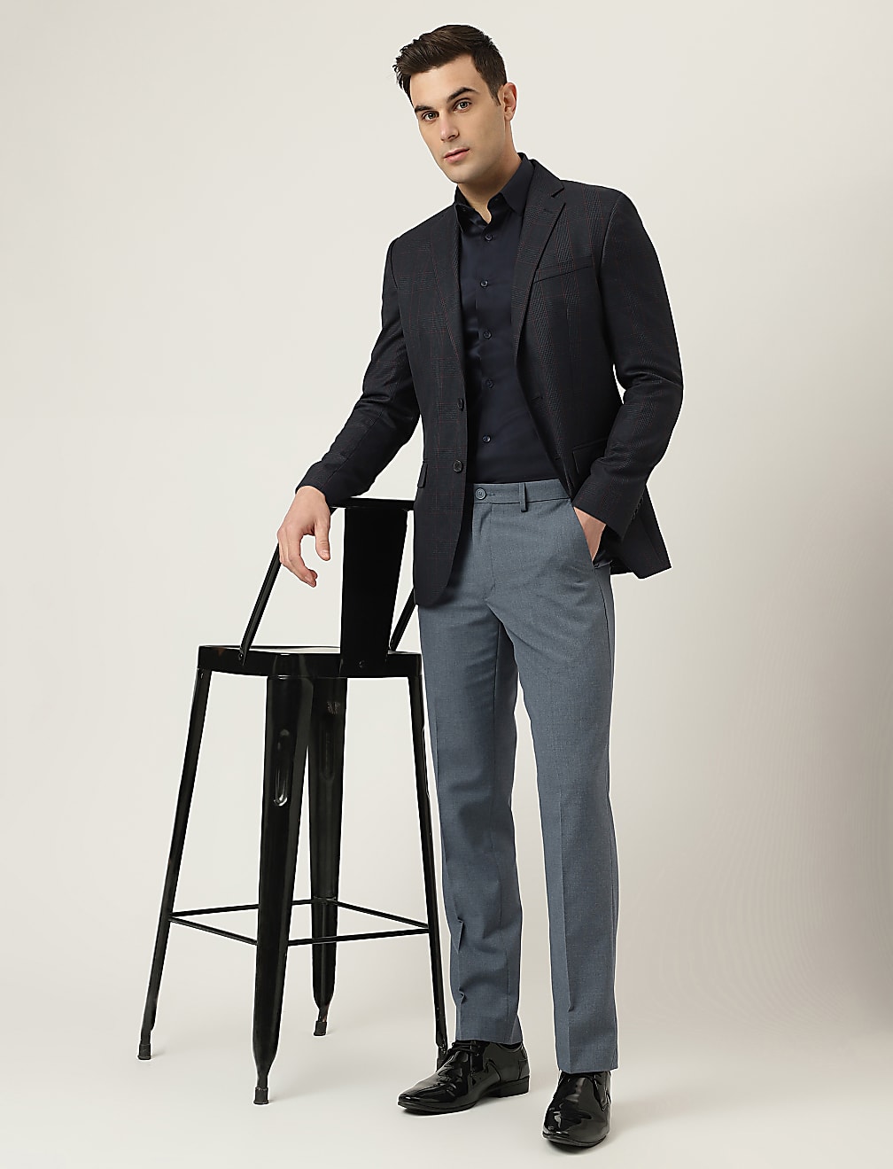Notched Lapel Checked Blazer