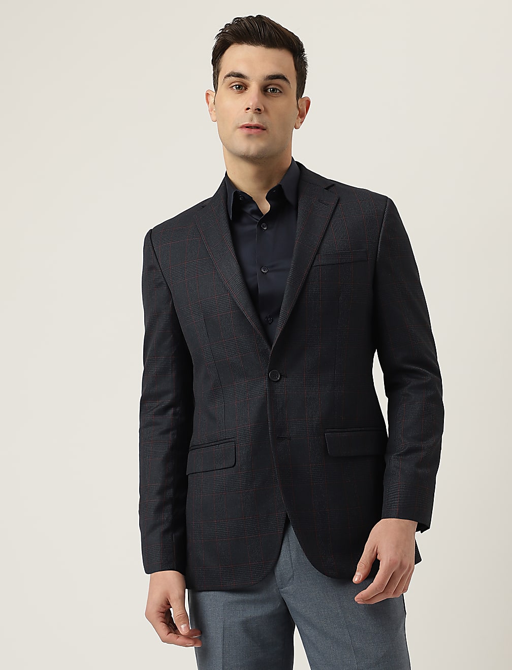 Notched Lapel Checked Blazer