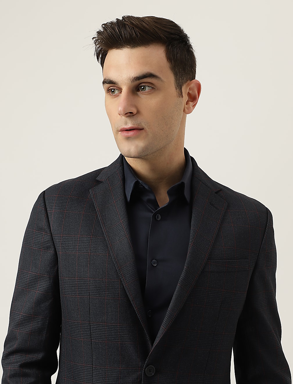 Notched Lapel Checked Blazer