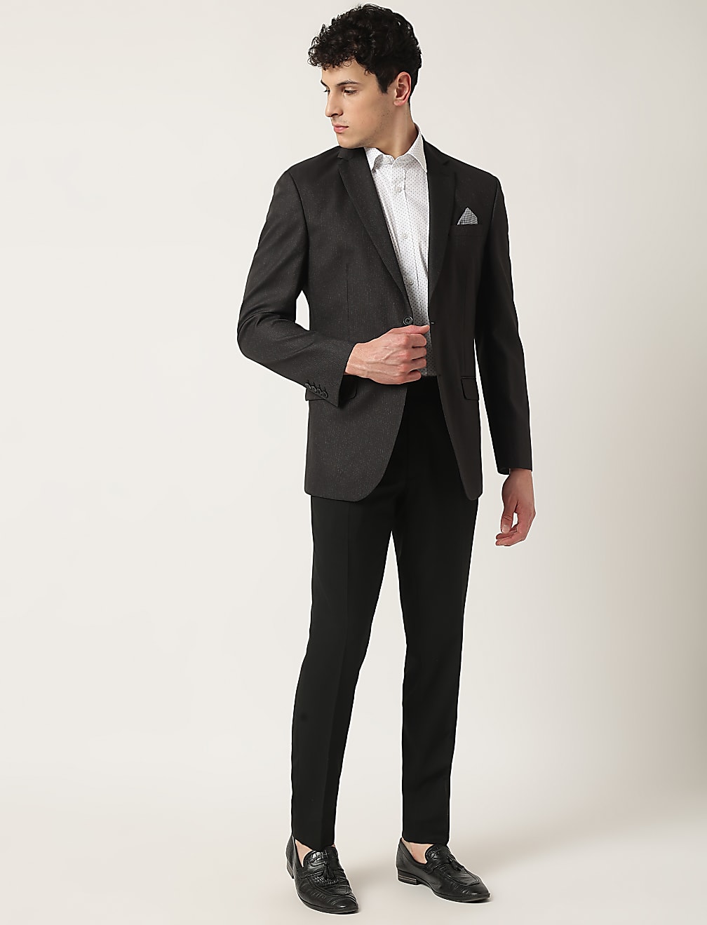 Striped Lapel Collar Blazer