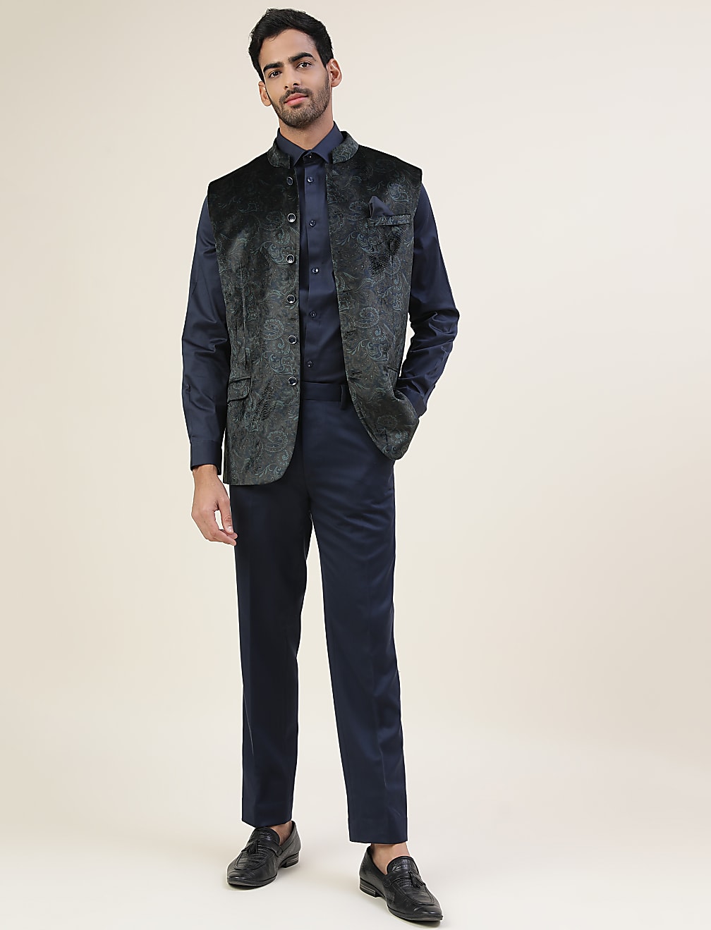 Premium Printed Velvet Tailored Fit Waistcoat