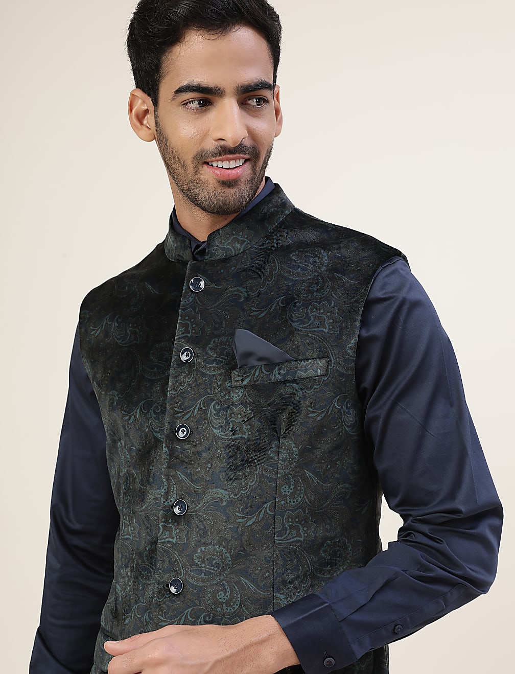 Premium Printed Velvet Tailored Fit Waistcoat