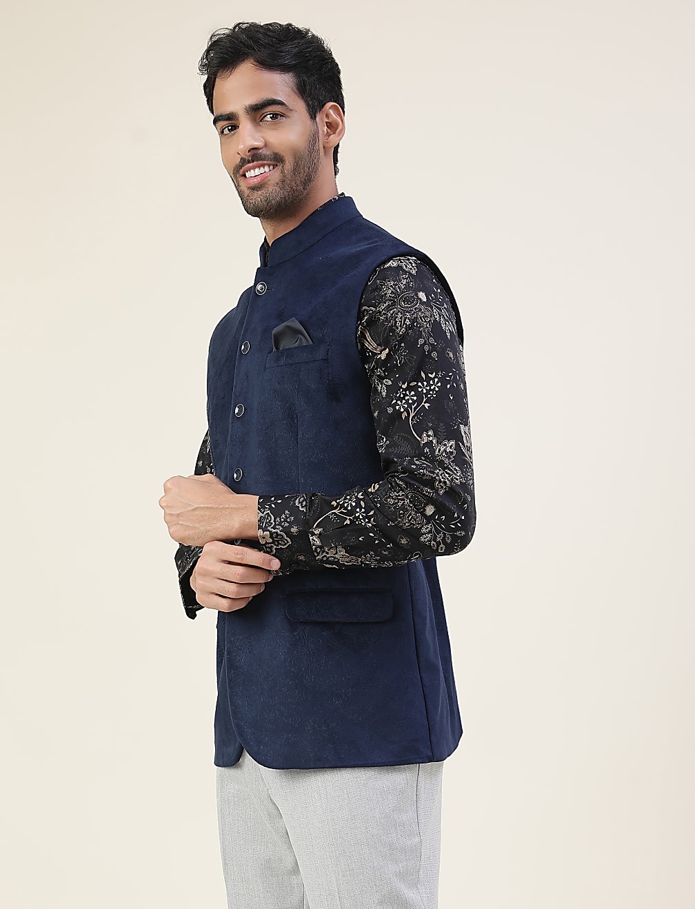 Premium Embossed Sateen Tailored Fit Waistcoat