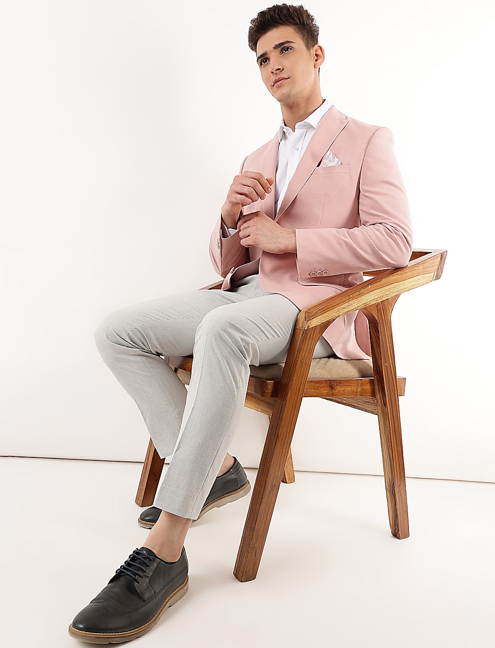 Plain Lapel Collar Blazer