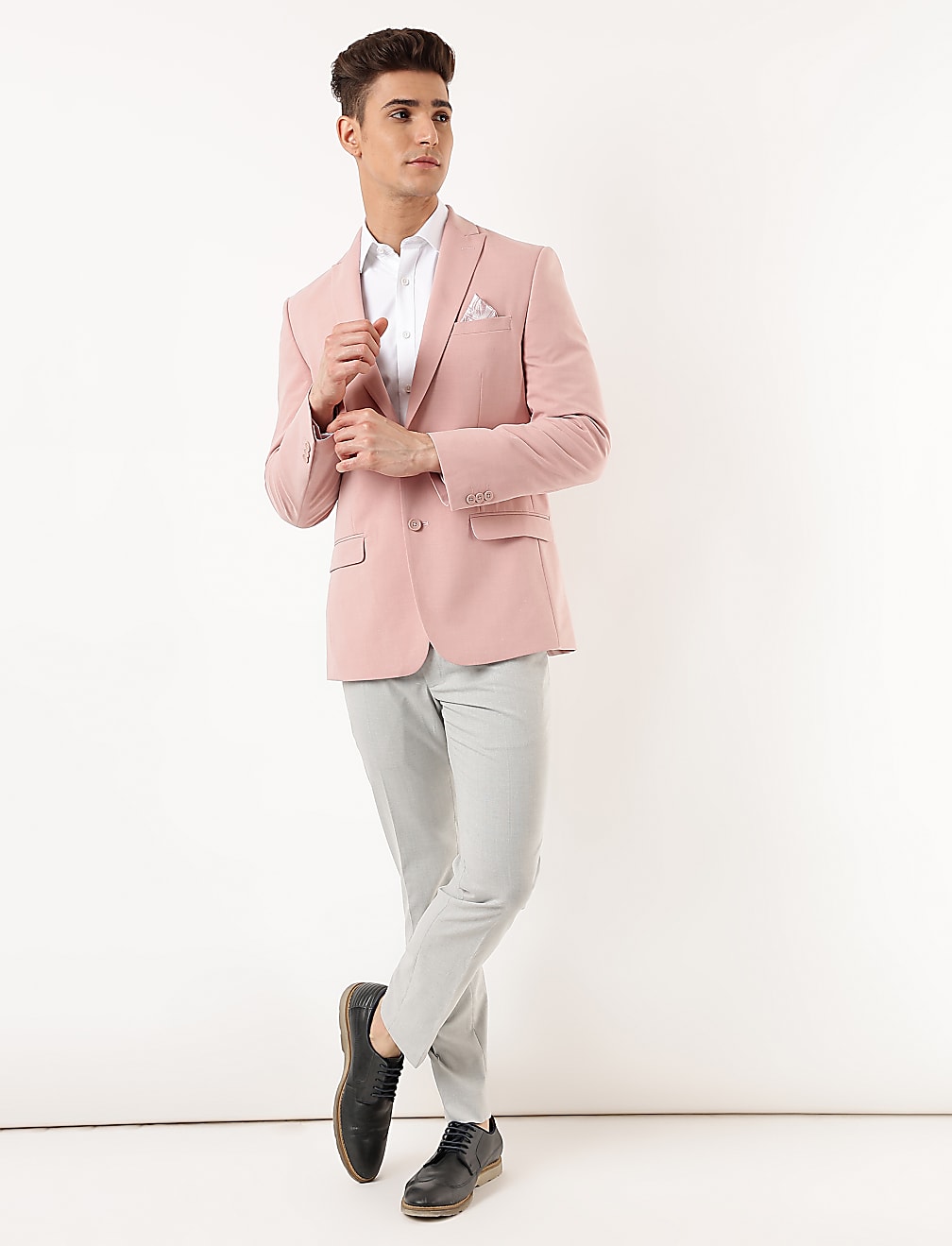 Plain Lapel Collar Blazer