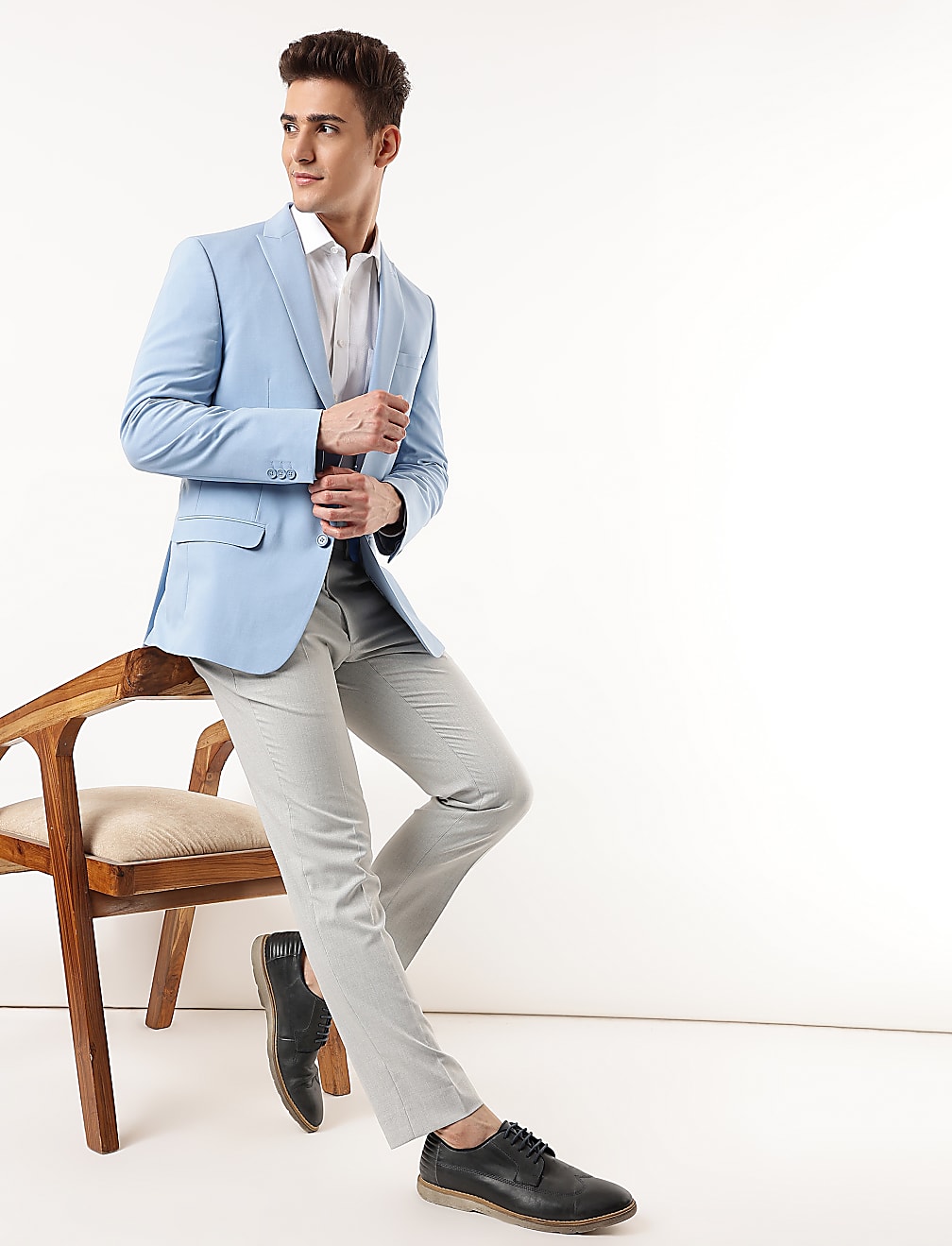 Plain Lapel Collar Blazer