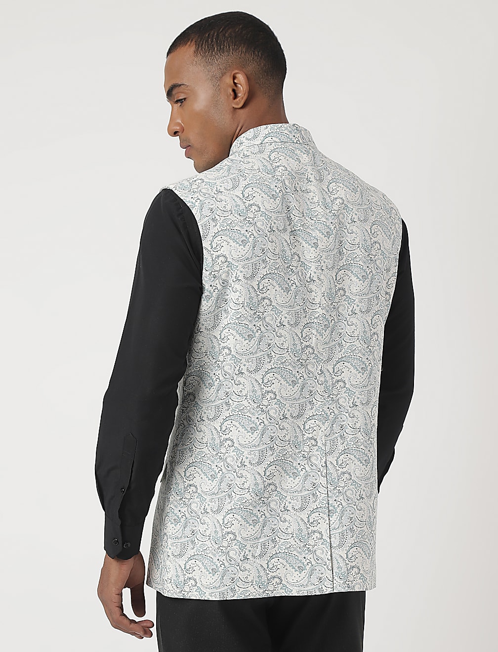 Tailored-Fit Linen-Blend Paisley Waistcoat